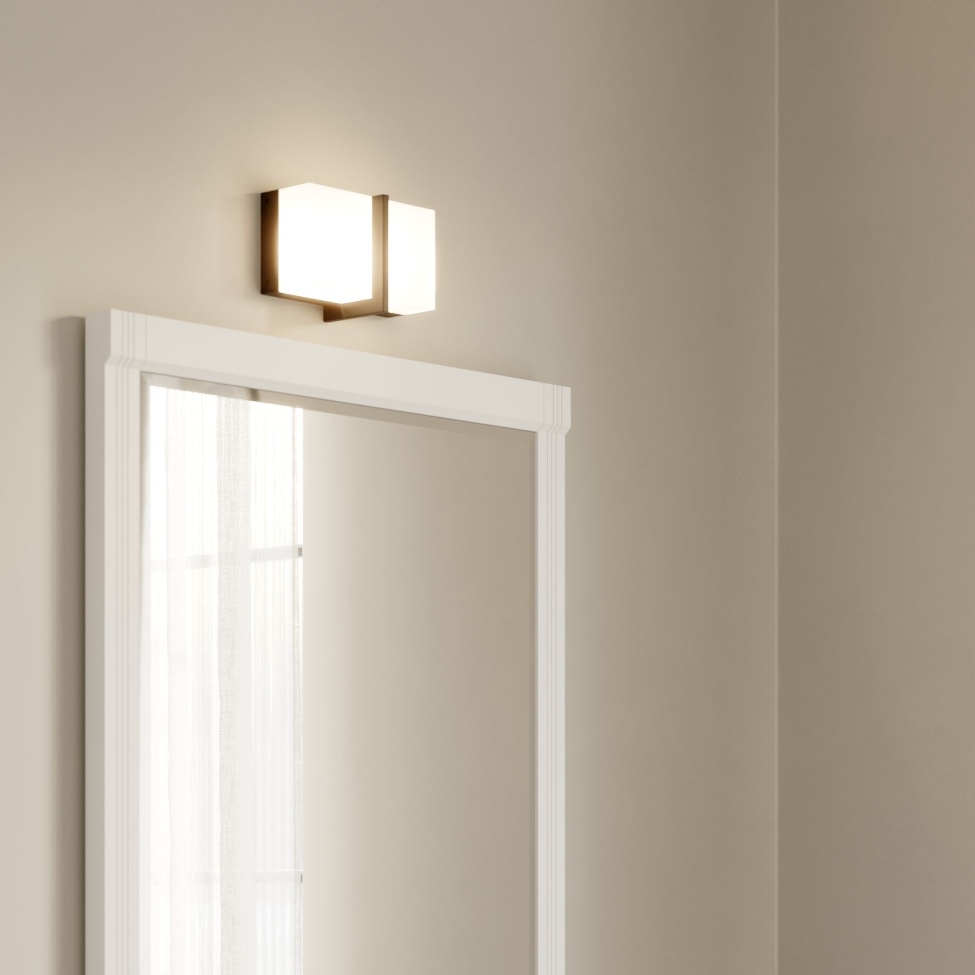 Minka-Lavery High Rise 8.5 in. LED Bath Bar, Dark Matte Black & White Glass