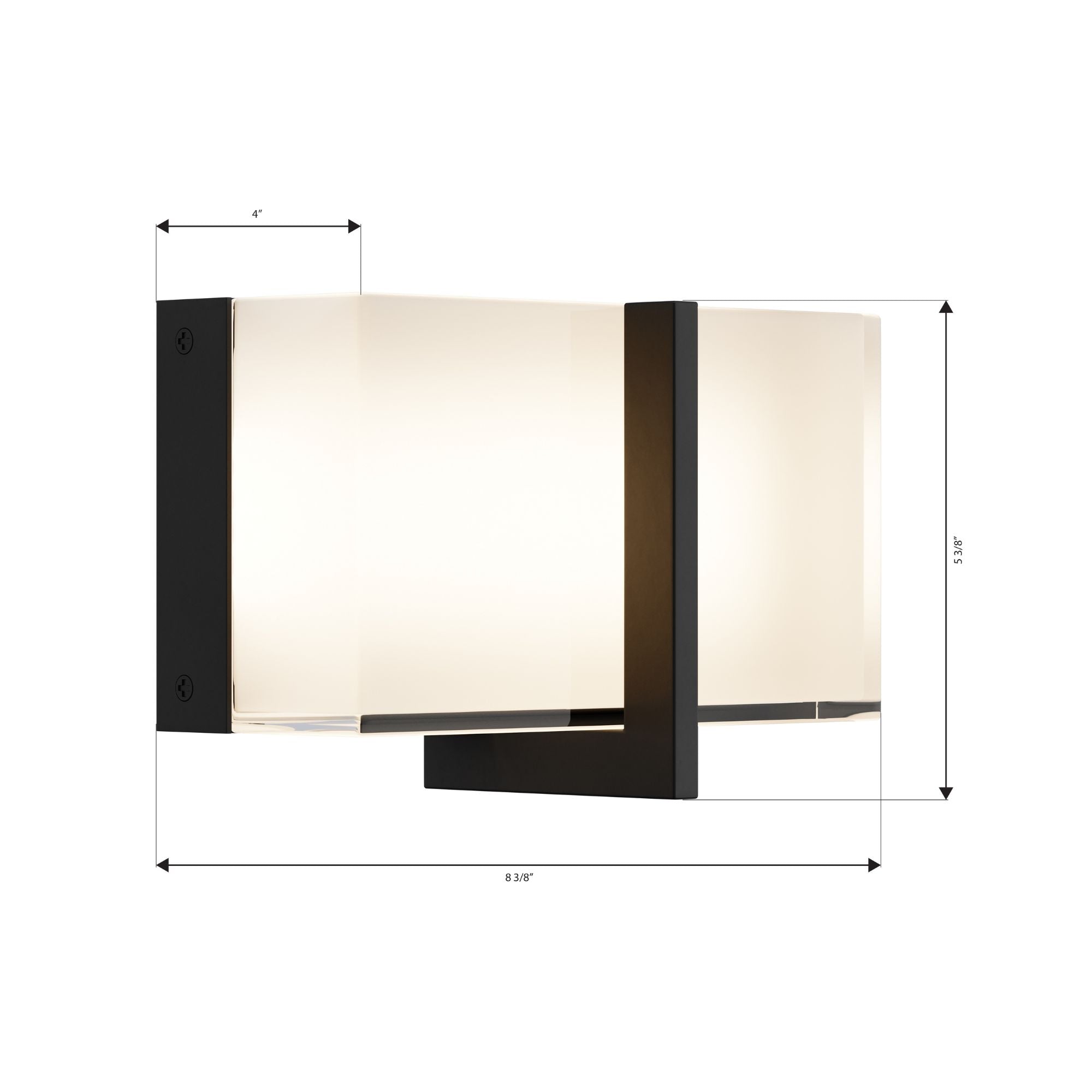 Minka-Lavery High Rise 8.5 in. LED Bath Bar, Dark Matte Black & White Glass