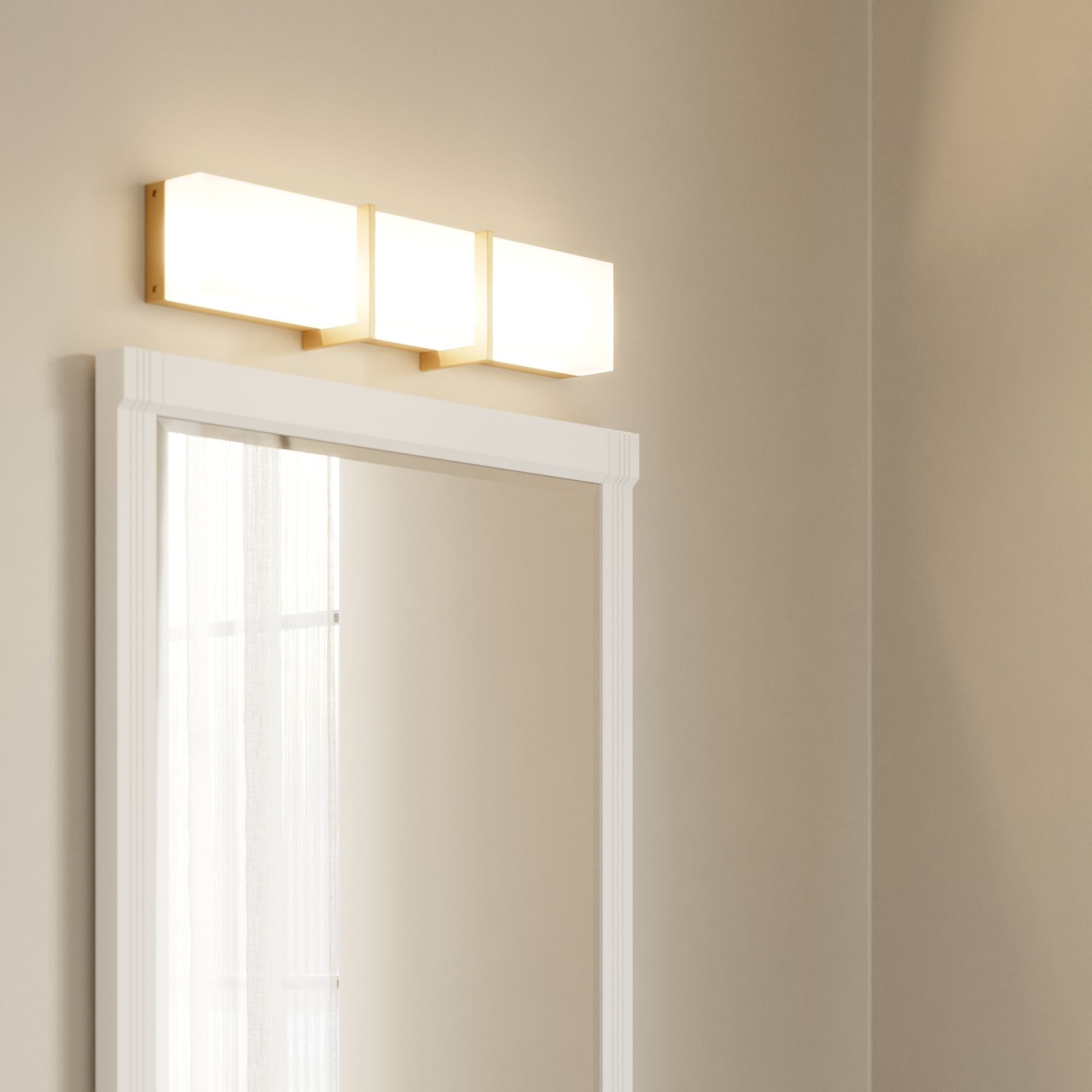 Minka-Lavery High Rise 24.25 in. LED Bathroom Vanity Light, Legacy Brass with White Glass