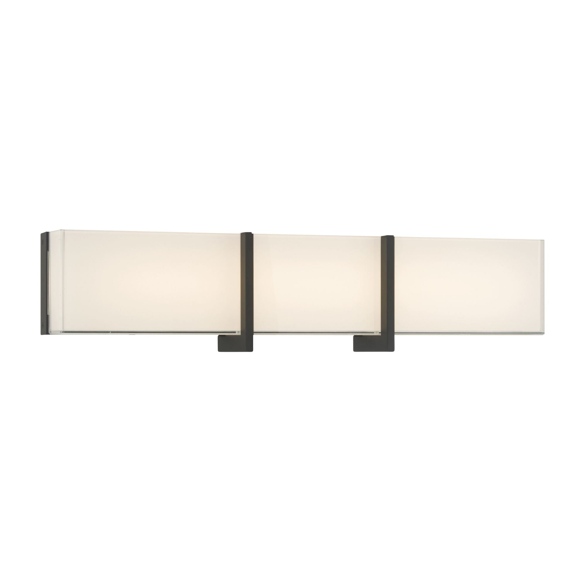 Minka-Lavery High Rise 24.25 in. LED Bath Bar, Dark Matte Black & White Glass