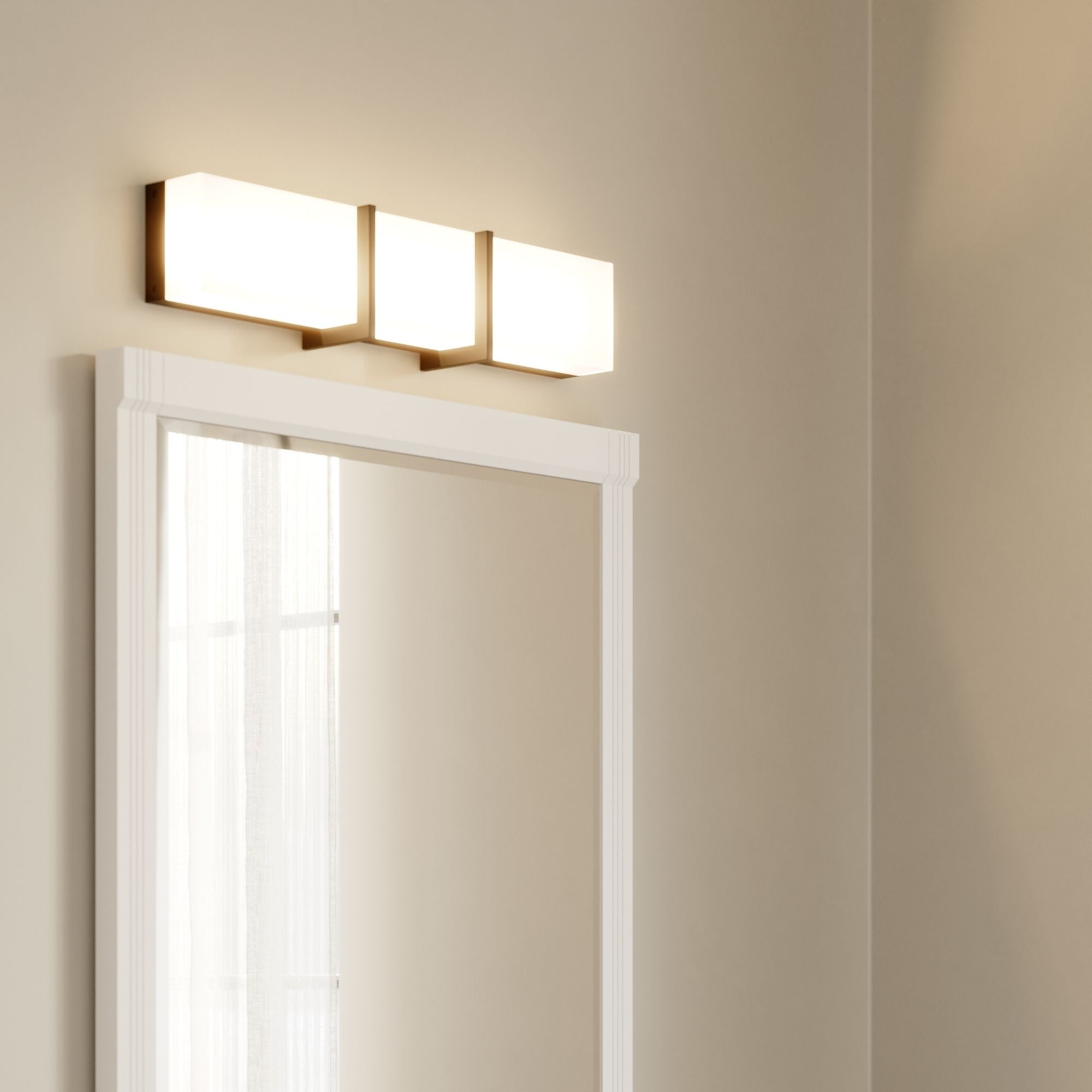 Minka-Lavery High Rise 24.25 in. LED Bath Bar, Dark Matte Black & White Glass