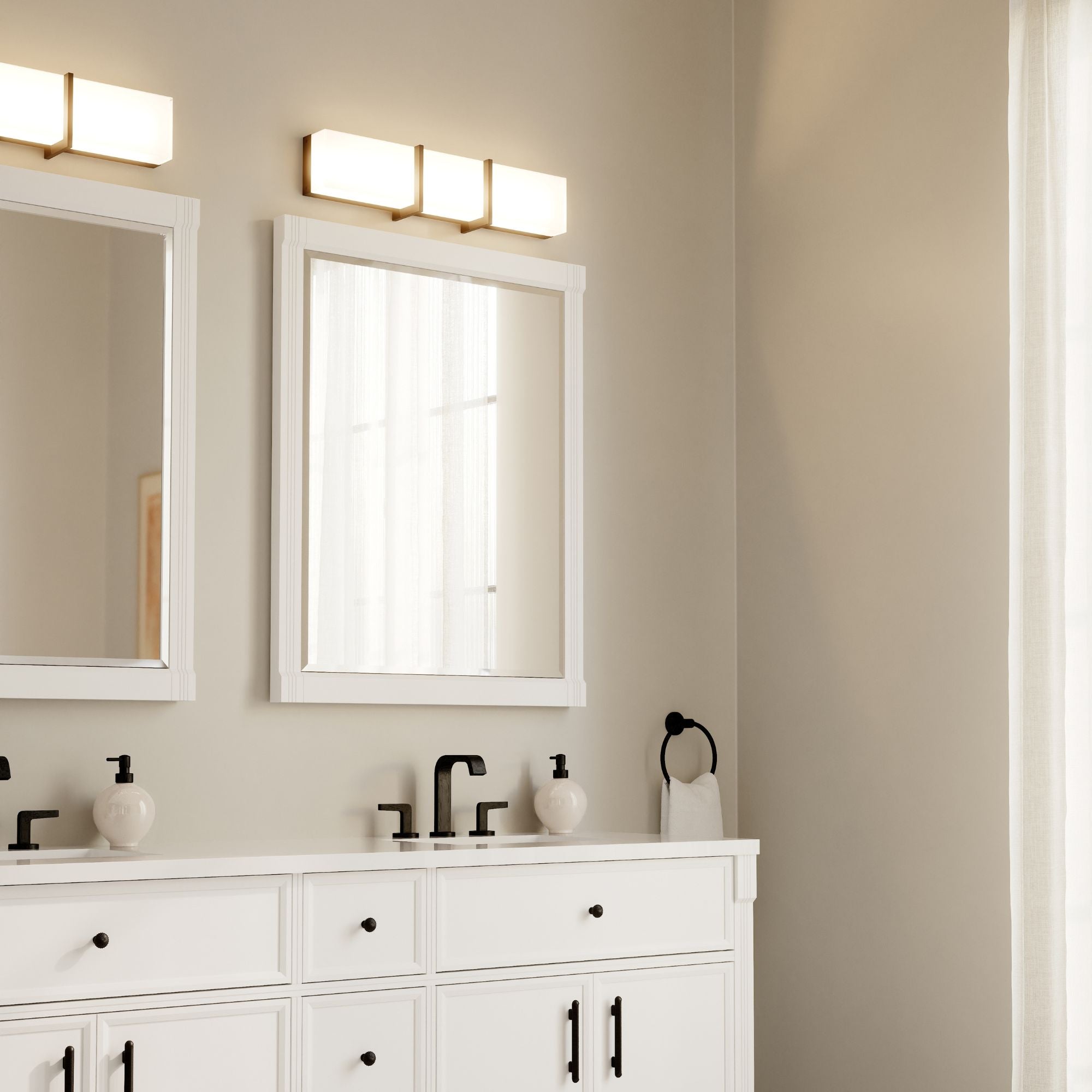 Minka-Lavery High Rise 24.25 in. LED Bath Bar, Dark Matte Black & White Glass