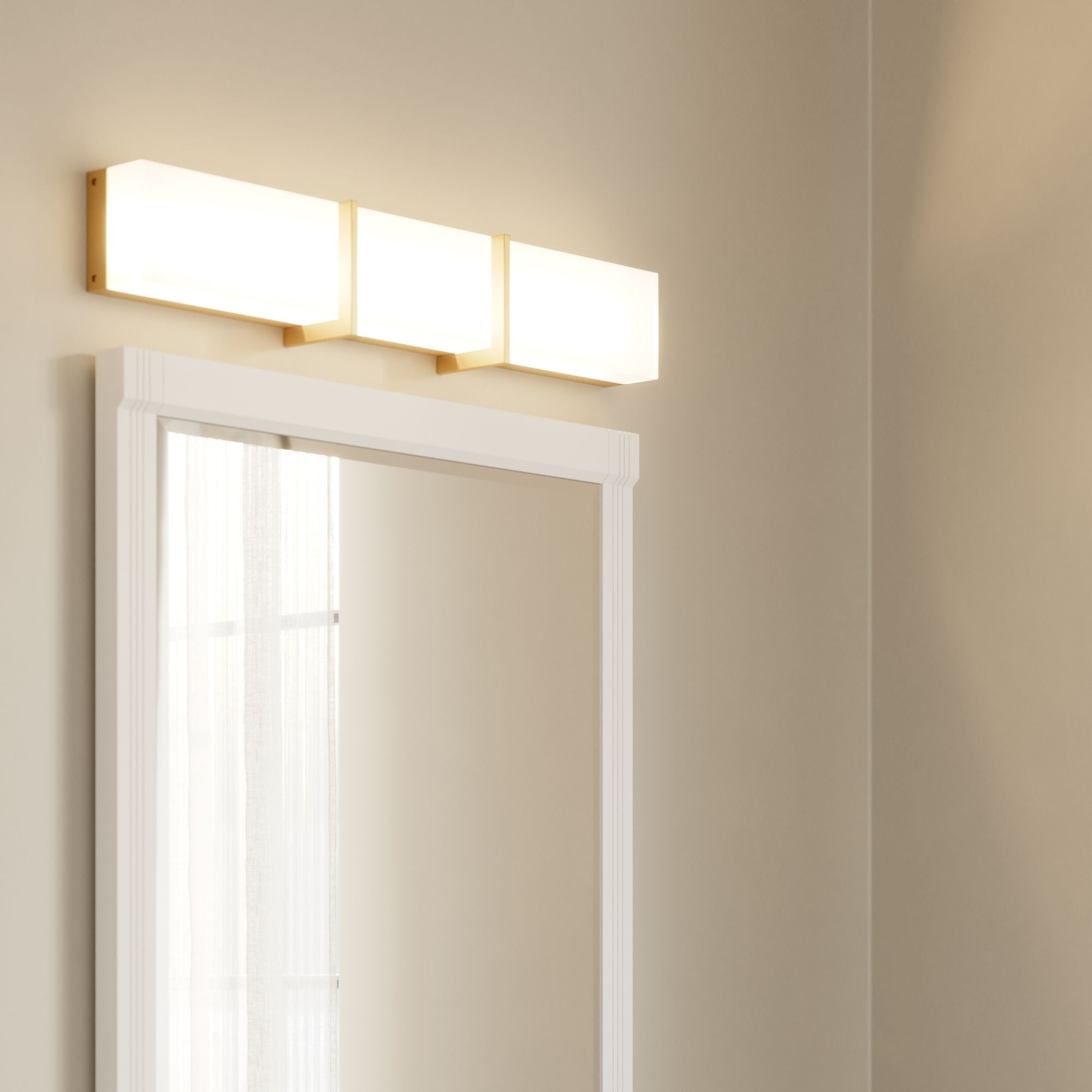 Minka-Lavery High Rise 30.25 in. LED Bath Bar, Legacy Brass with White Glass