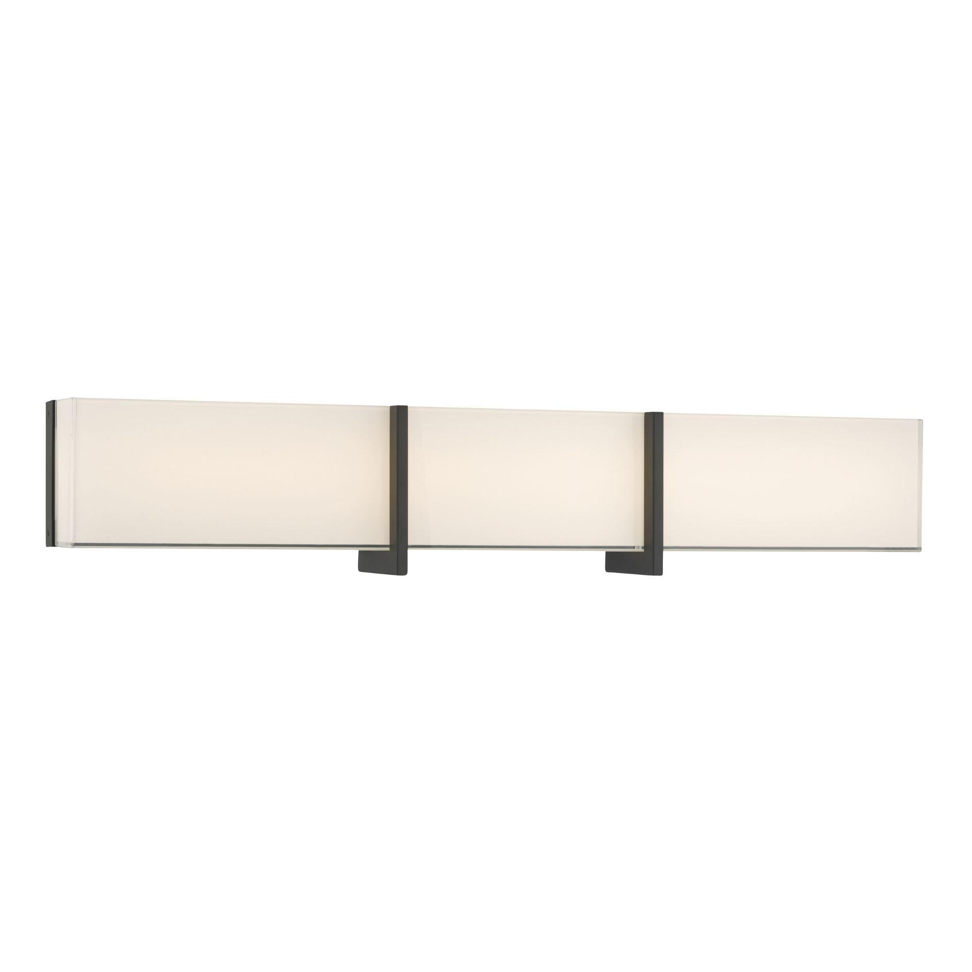Minka-Lavery High Rise 30.25 in. LED Bath Bar, Dark Matte Black with White Glass