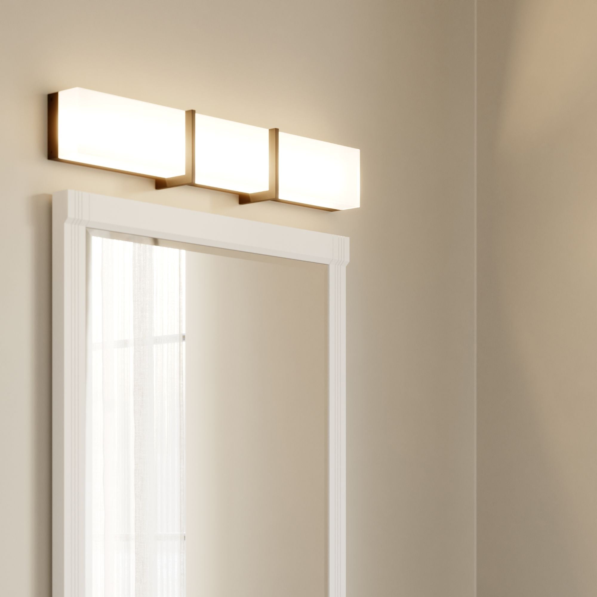 Minka-Lavery High Rise 30.25 in. LED Bath Bar, Dark Matte Black with White Glass