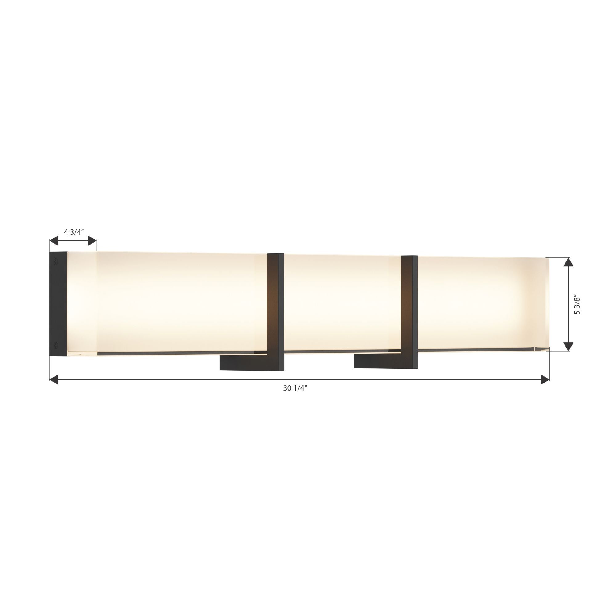 Minka-Lavery High Rise 30.25 in. LED Bath Bar, Dark Matte Black with White Glass
