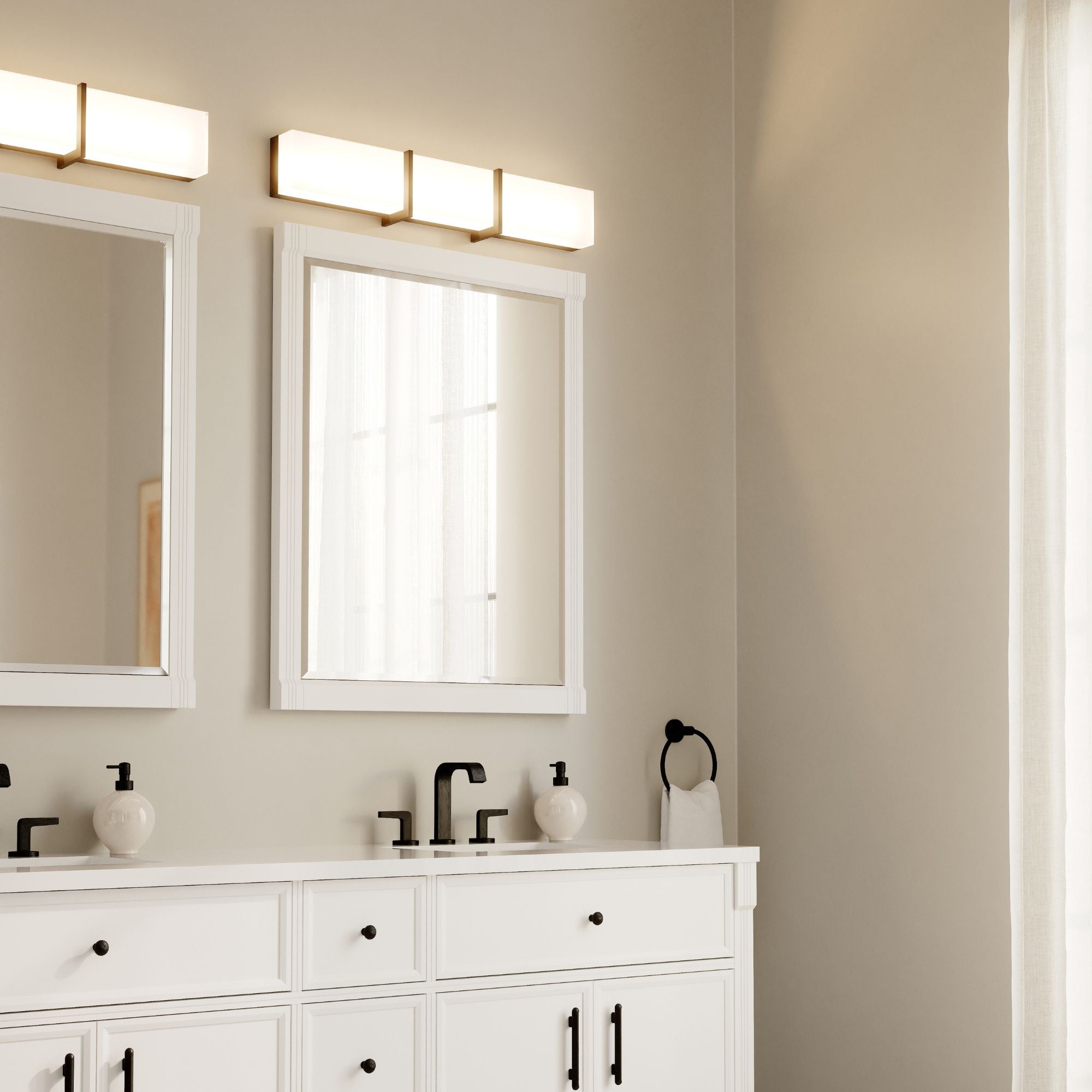 Minka-Lavery High Rise 30.25 in. LED Bath Bar, Dark Matte Black with White Glass