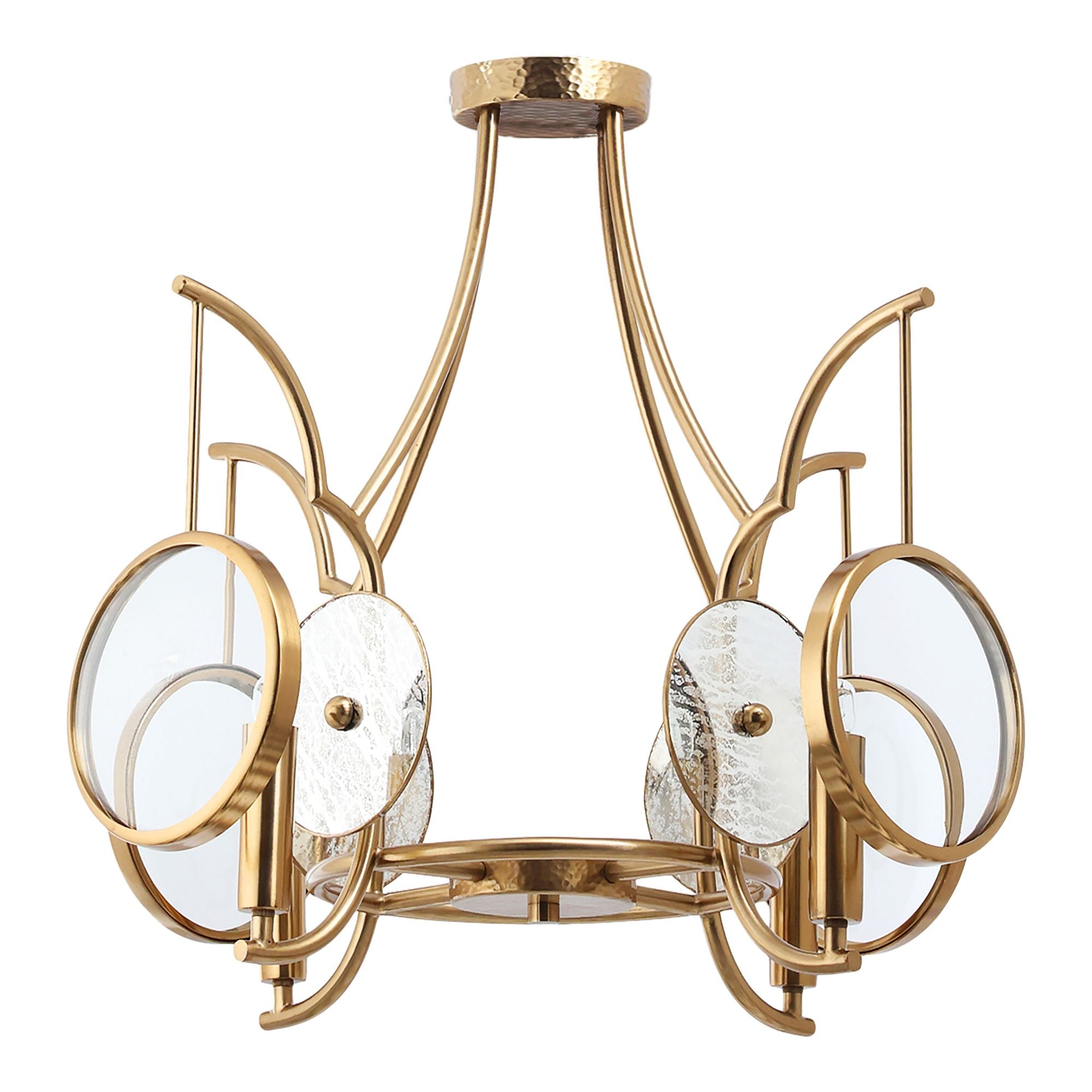 Into Focus 24" 4-Light Semi-Flush Mount, Artisan Brass Finish