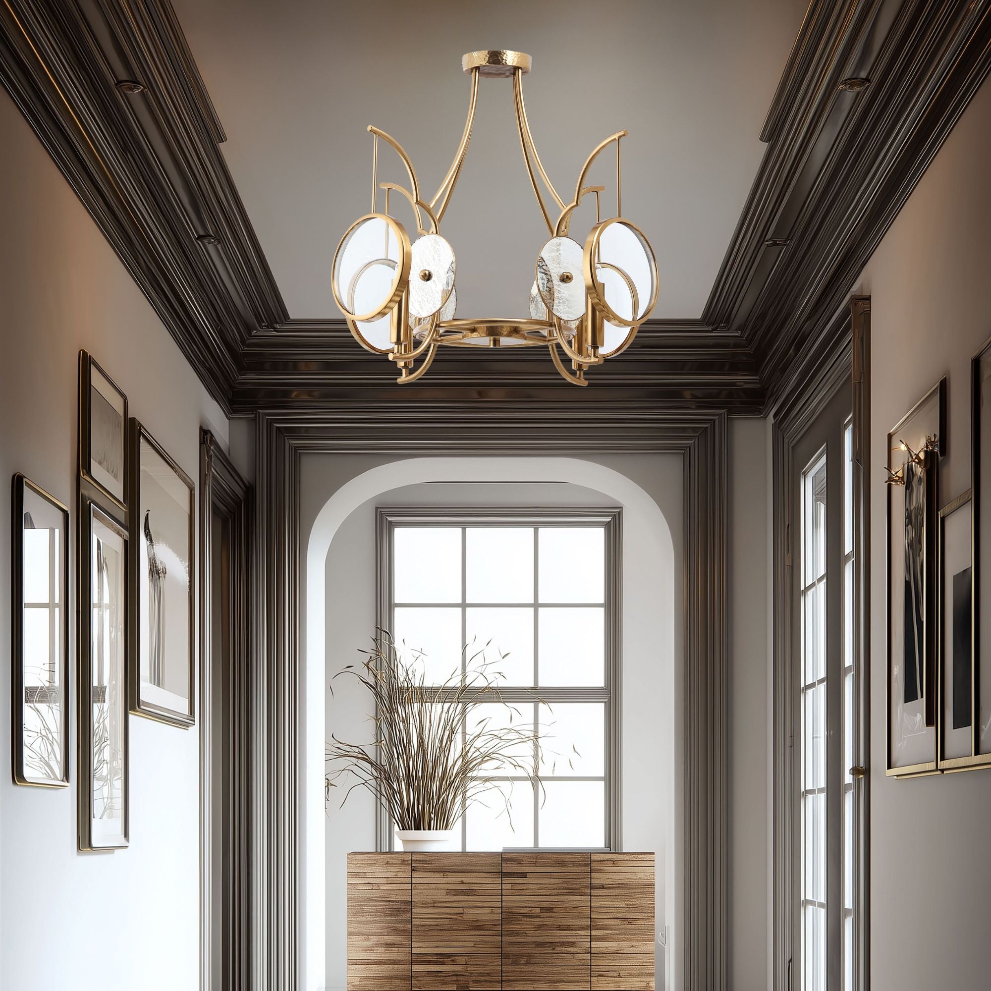 Into Focus 24" 4-Light Semi-Flush Mount, Artisan Brass Finish