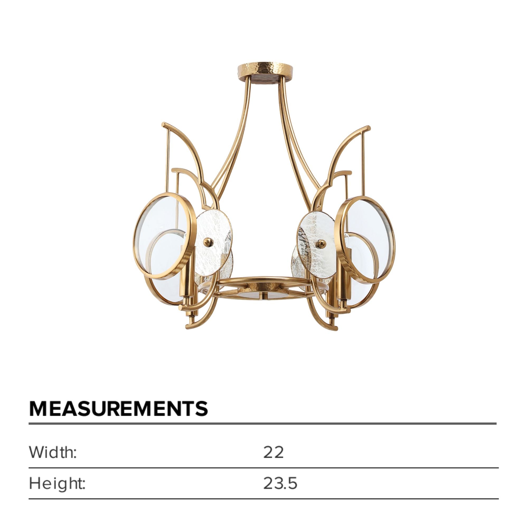 Into Focus 24" 4-Light Semi-Flush Mount, Artisan Brass Finish