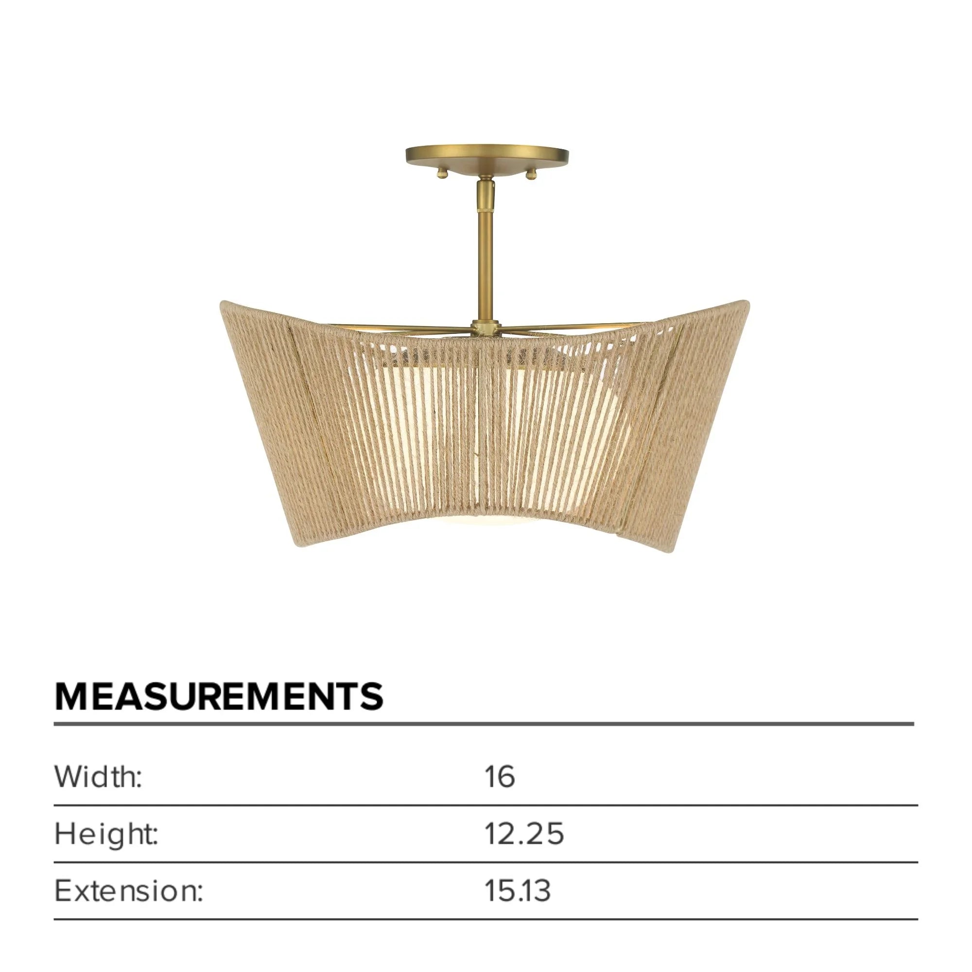 Key Largo 16" Semi-Flush Mount, Soft Brass Finish