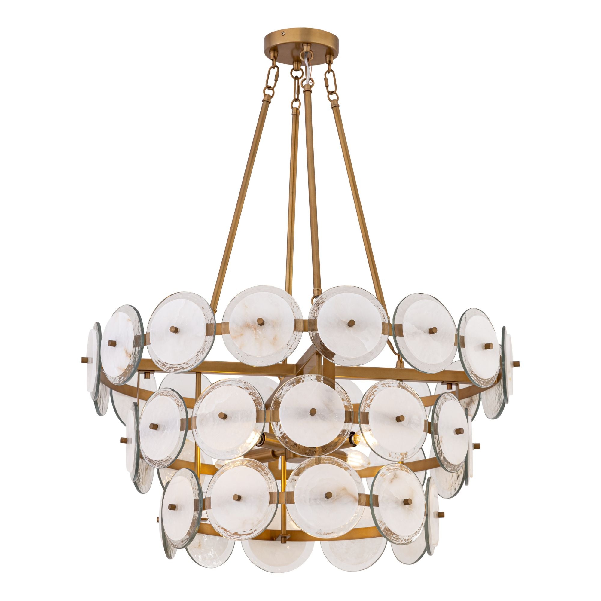 Minka-Lavery Kintrel 28.75 in. 4-Light Pendant, Legacy Brass with Genuine Alabaster
