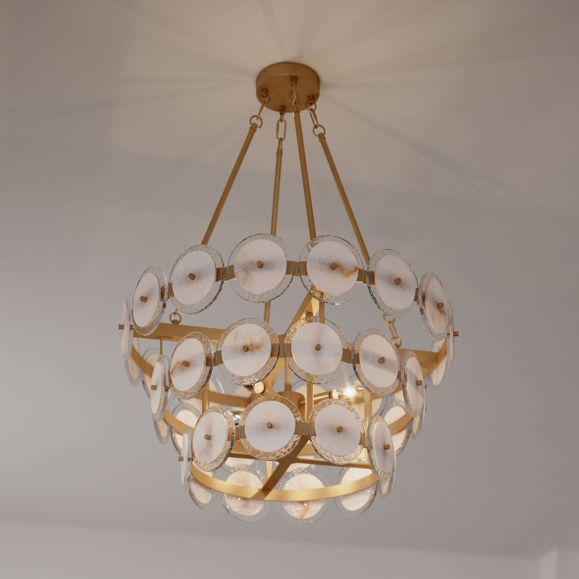 Minka-Lavery Kintrel 28.75 in. 4-Light Pendant, Legacy Brass with Genuine Alabaster