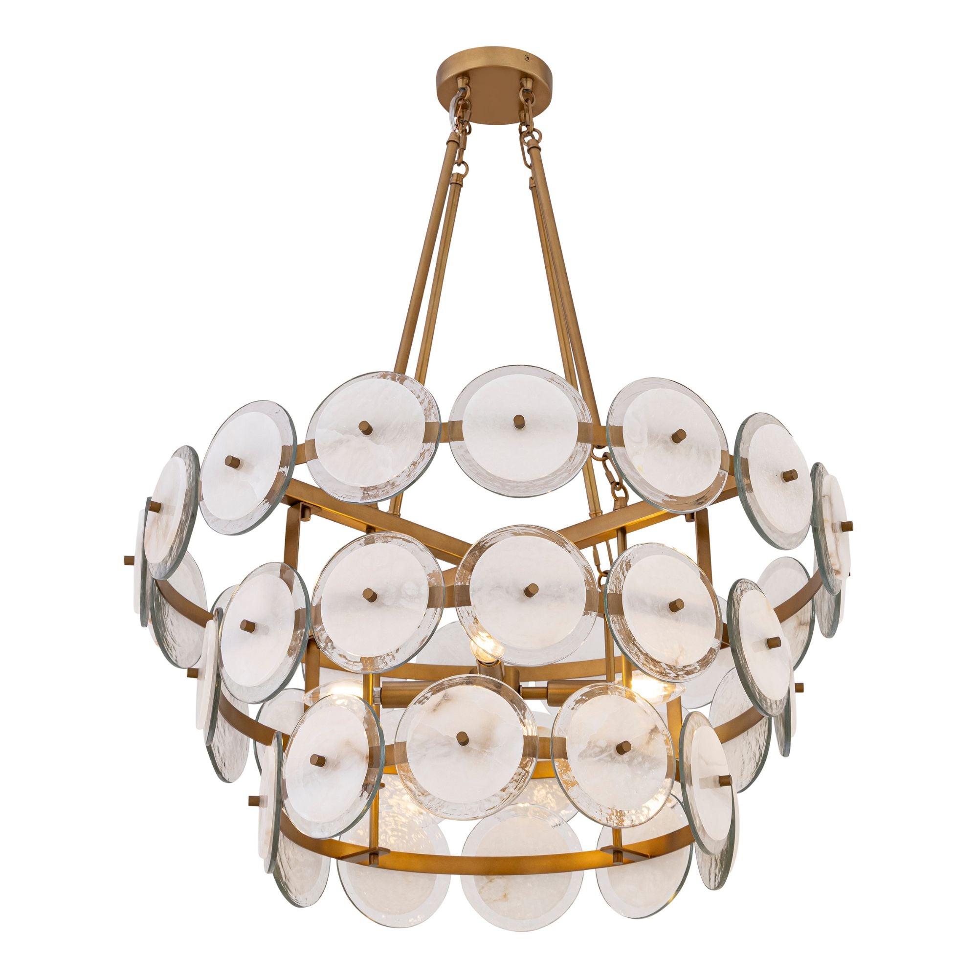 Minka-Lavery Kintrel 28.75 in. 4-Light Pendant, Legacy Brass with Genuine Alabaster