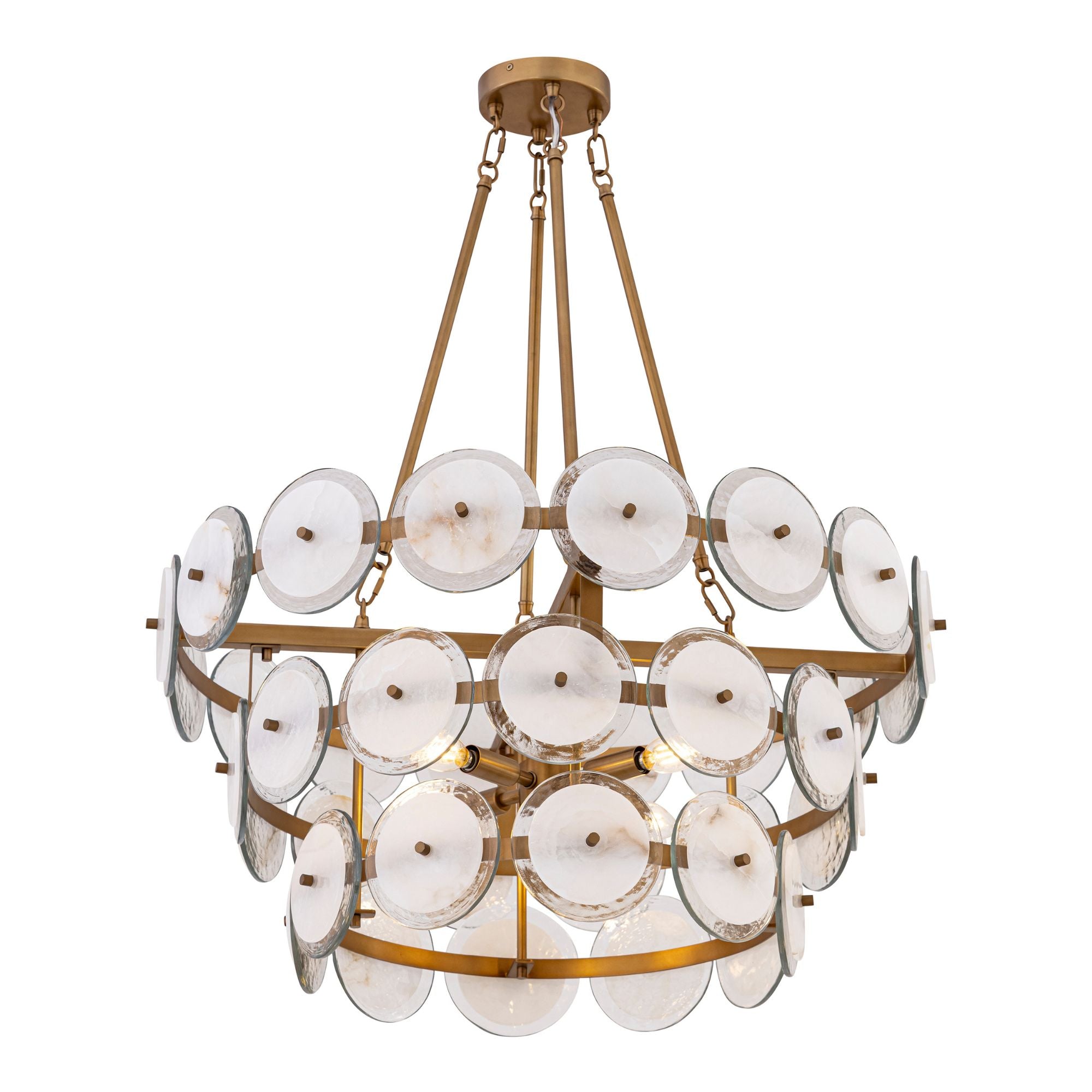 Minka-Lavery Kintrel 28.75 in. 4-Light Pendant, Legacy Brass with Genuine Alabaster
