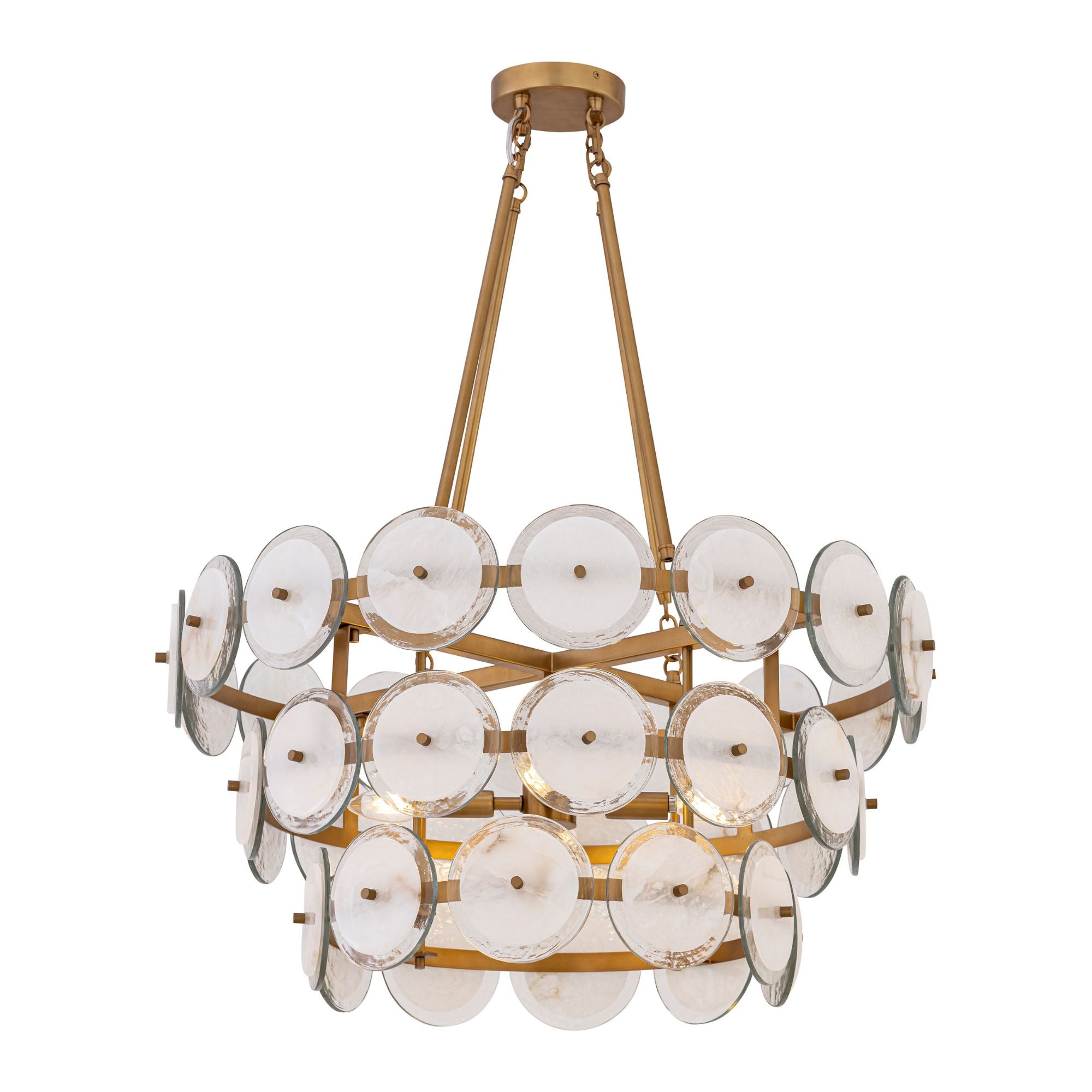 Minka-Lavery Kintrel 28.75 in. 4-Light Pendant, Legacy Brass with Genuine Alabaster
