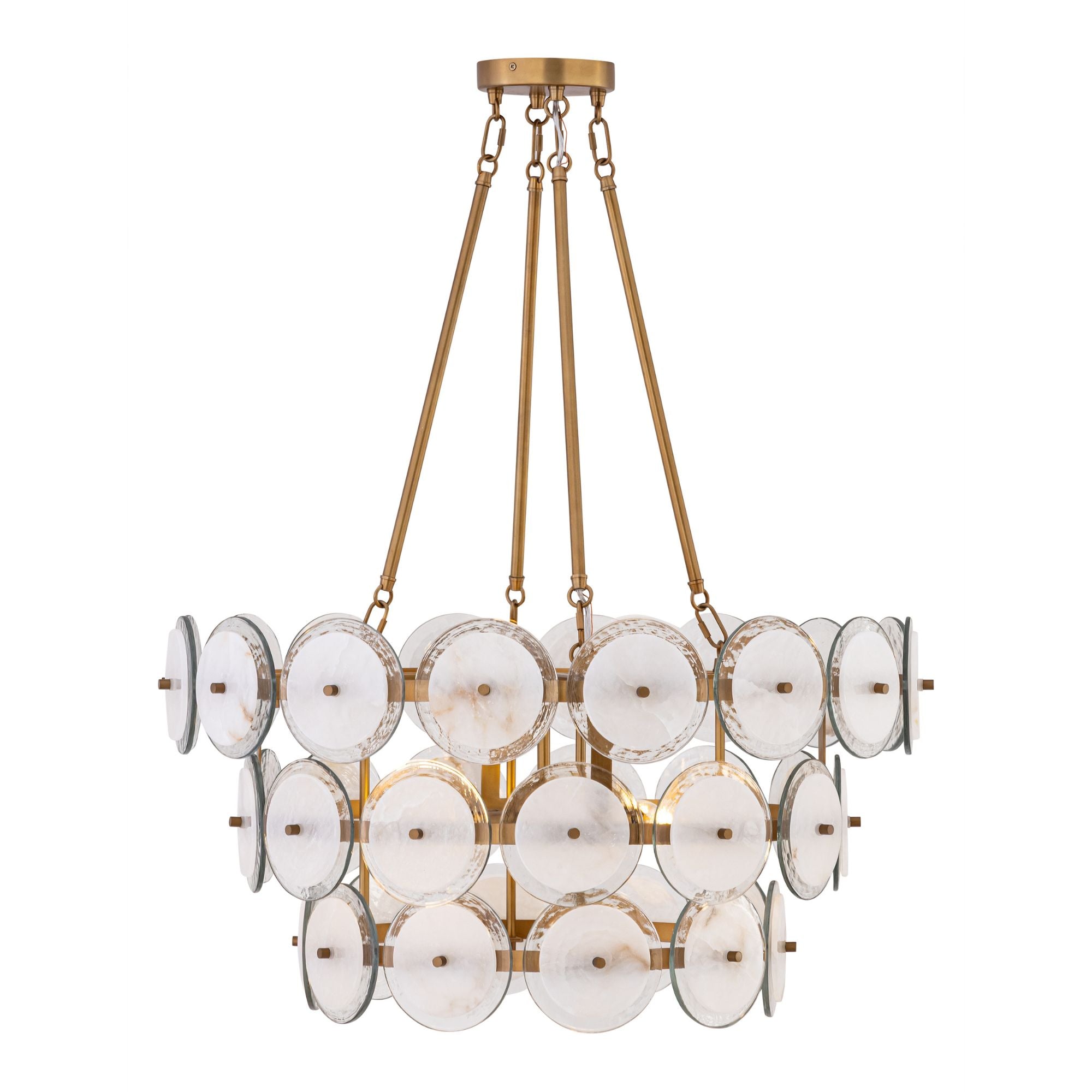Minka-Lavery Kintrel 28.75 in. 4-Light Pendant, Legacy Brass with Genuine Alabaster