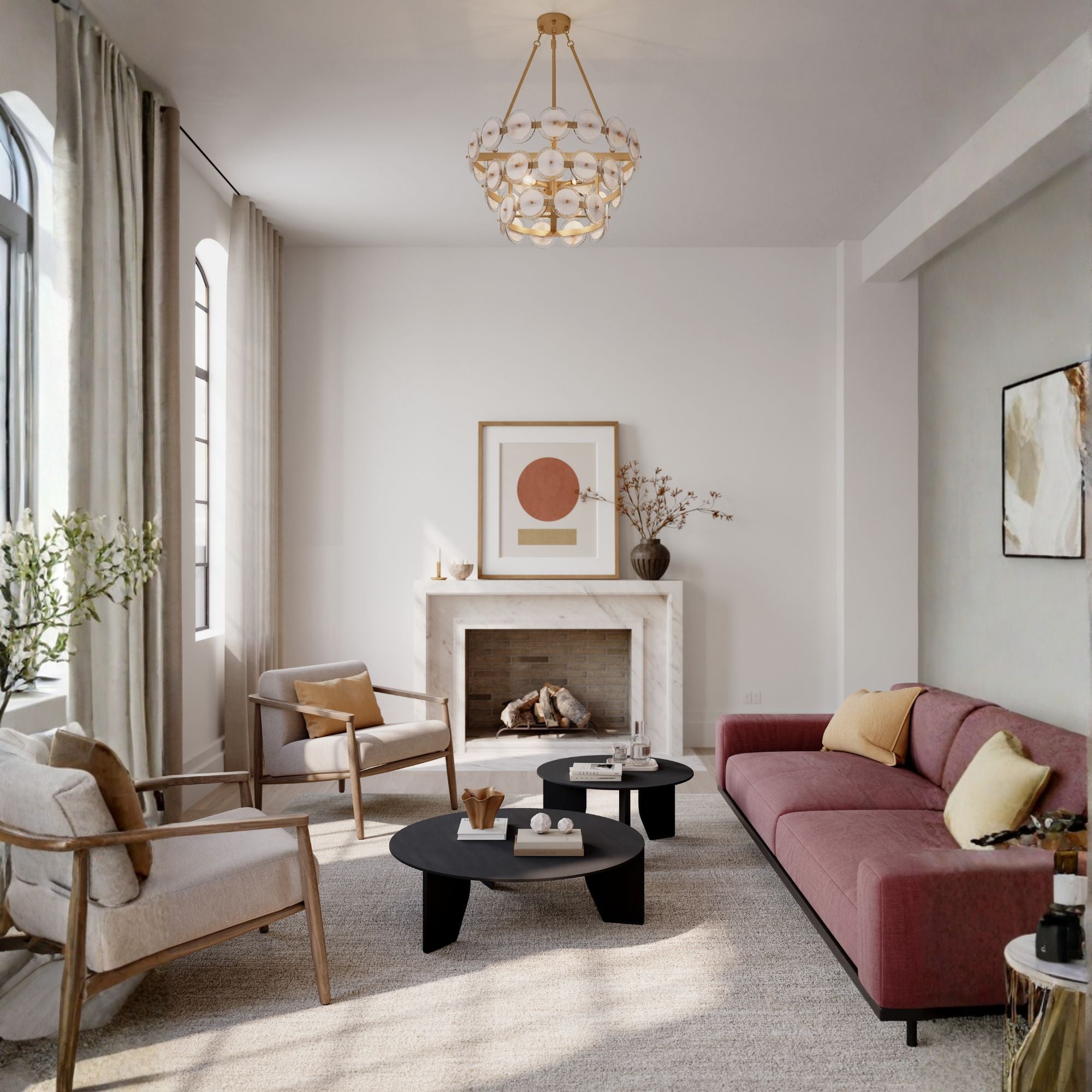 Minka-Lavery Kintrel 28.75 in. 4-Light Pendant, Legacy Brass with Genuine Alabaster