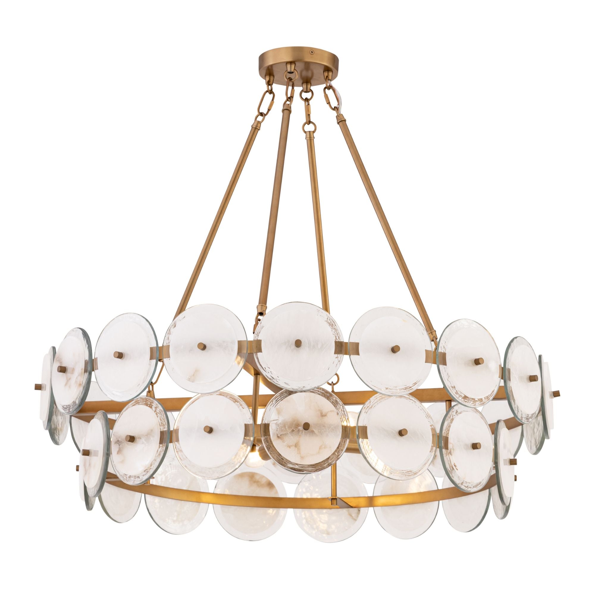 Minka-Lavery Kintrel 31.5 in. 4-Light Pendant, Legacy Brass with Genuine Alabaster