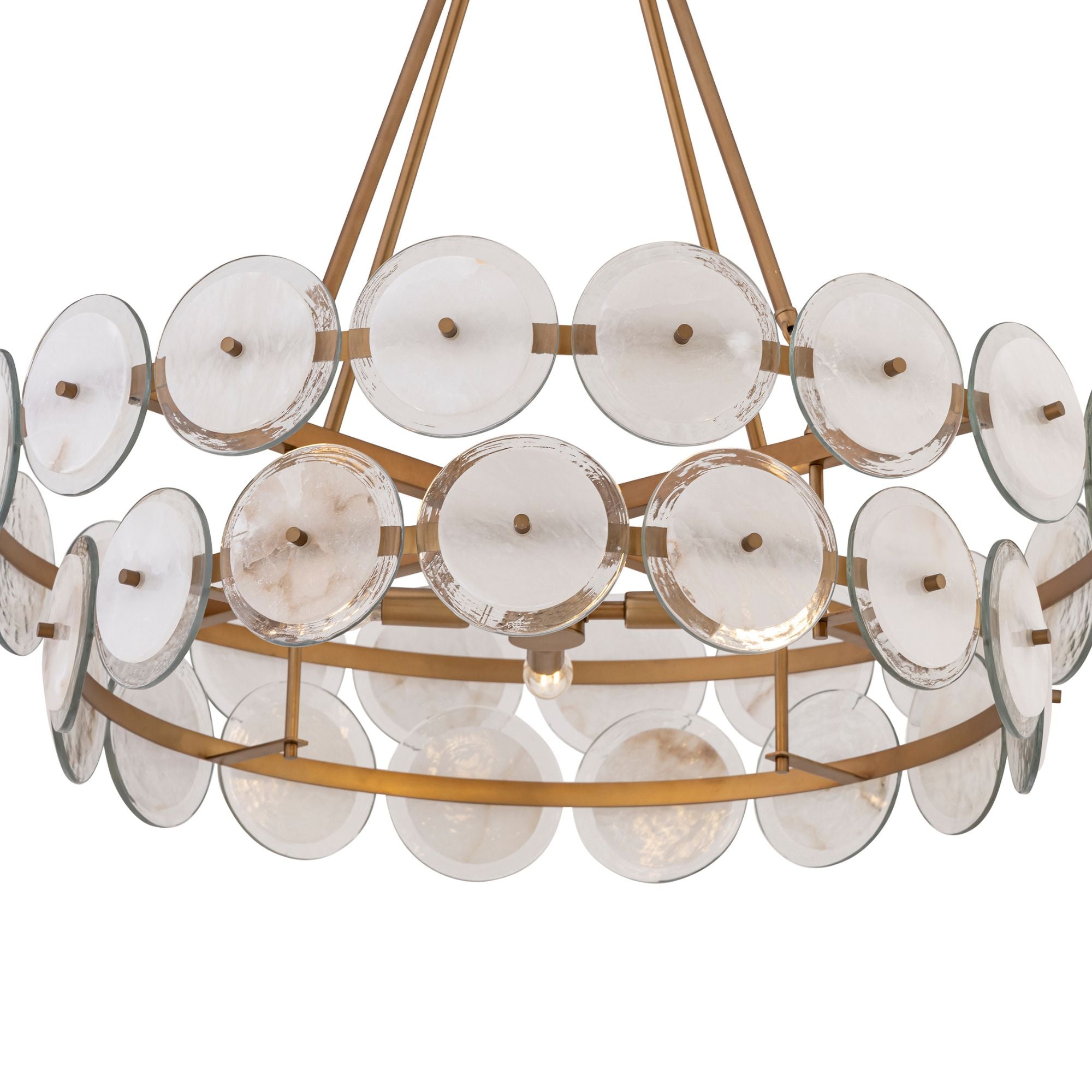 Minka-Lavery Kintrel 31.5 in. 4-Light Pendant, Legacy Brass with Genuine Alabaster