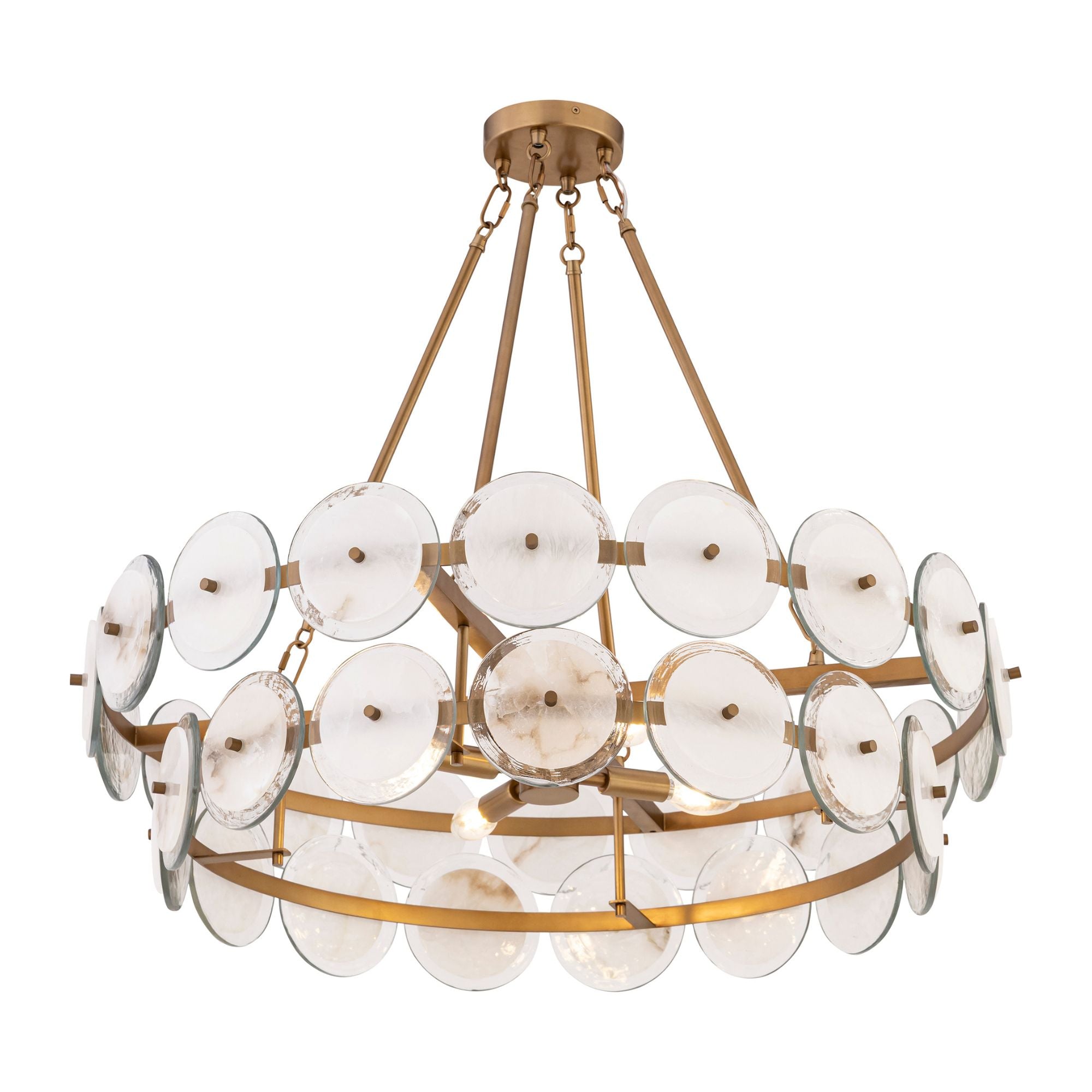 Minka-Lavery Kintrel 31.5 in. 4-Light Pendant, Legacy Brass with Genuine Alabaster