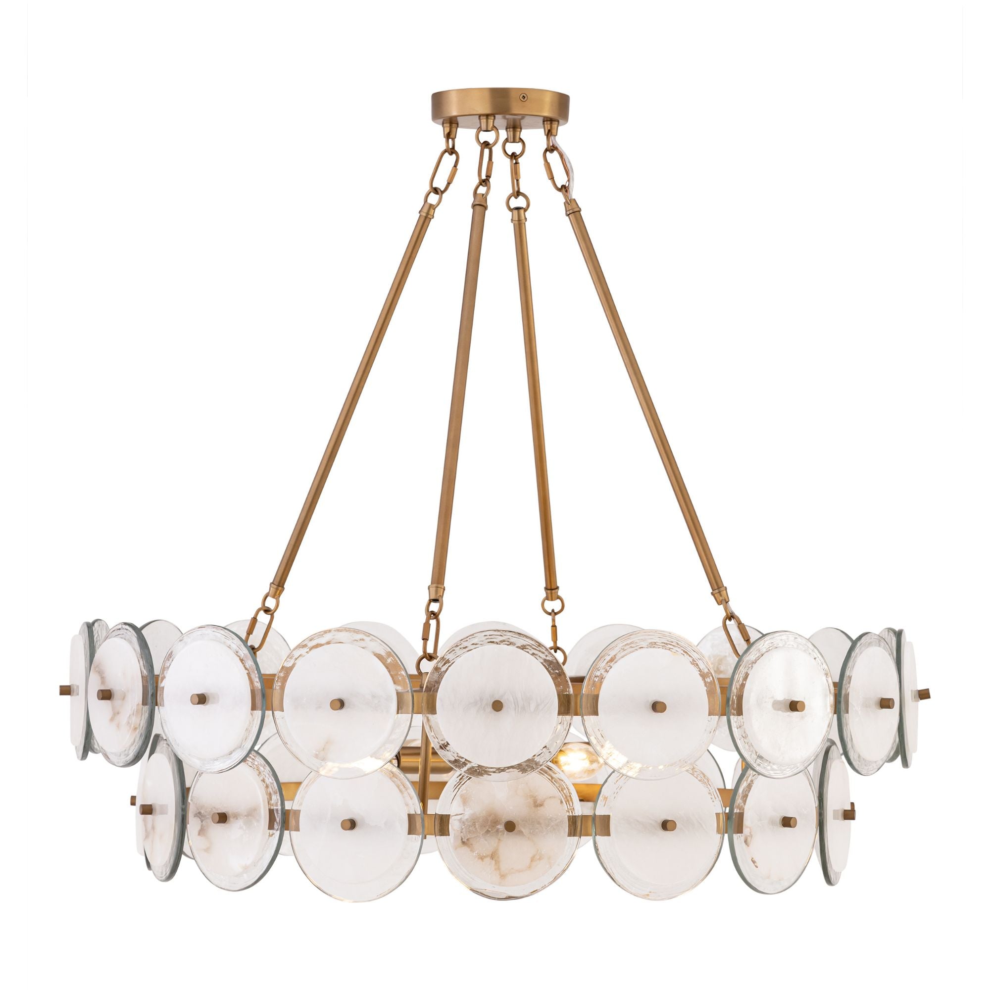 Minka-Lavery Kintrel 31.5 in. 4-Light Pendant, Legacy Brass with Genuine Alabaster