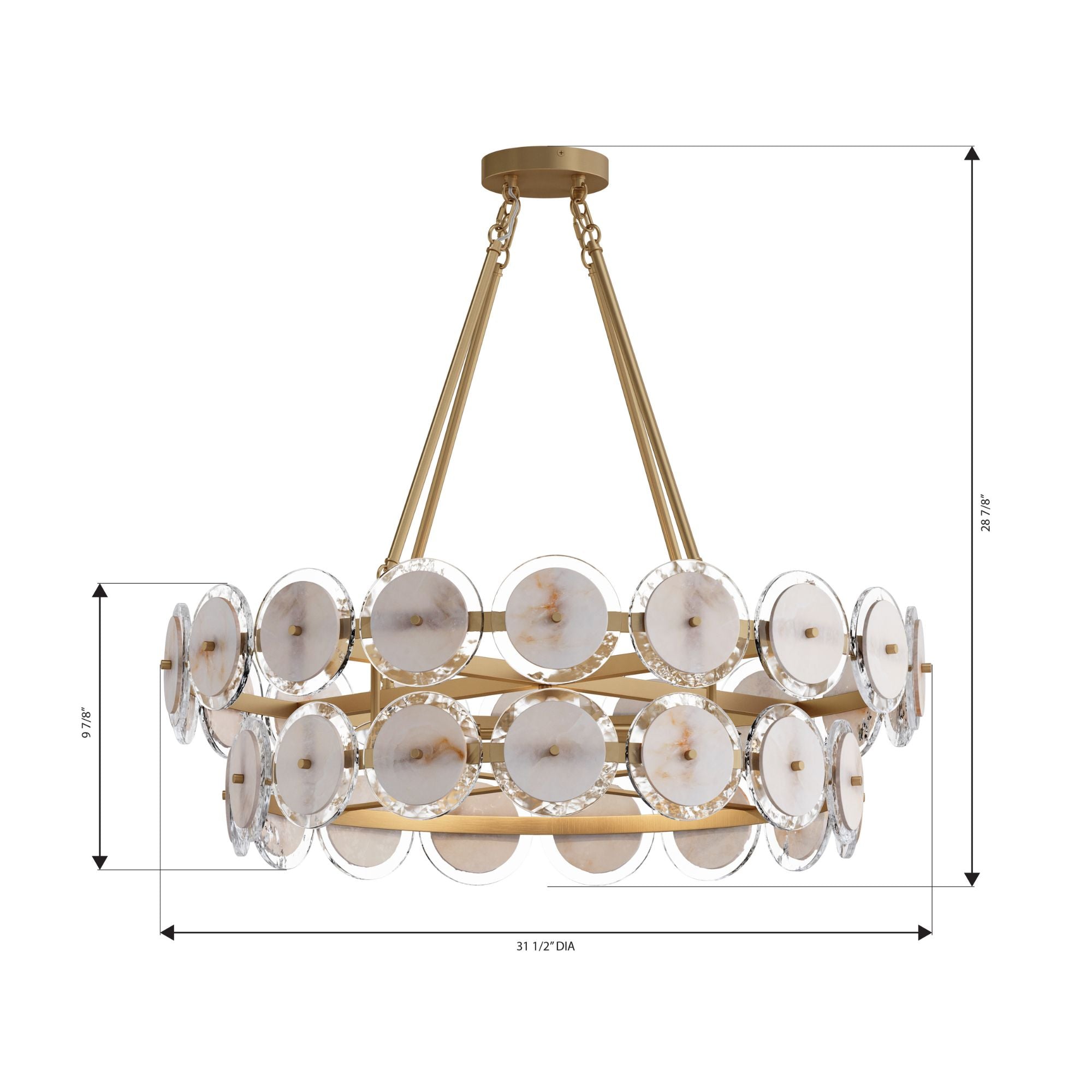 Minka-Lavery Kintrel 31.5 in. 4-Light Pendant, Legacy Brass with Genuine Alabaster