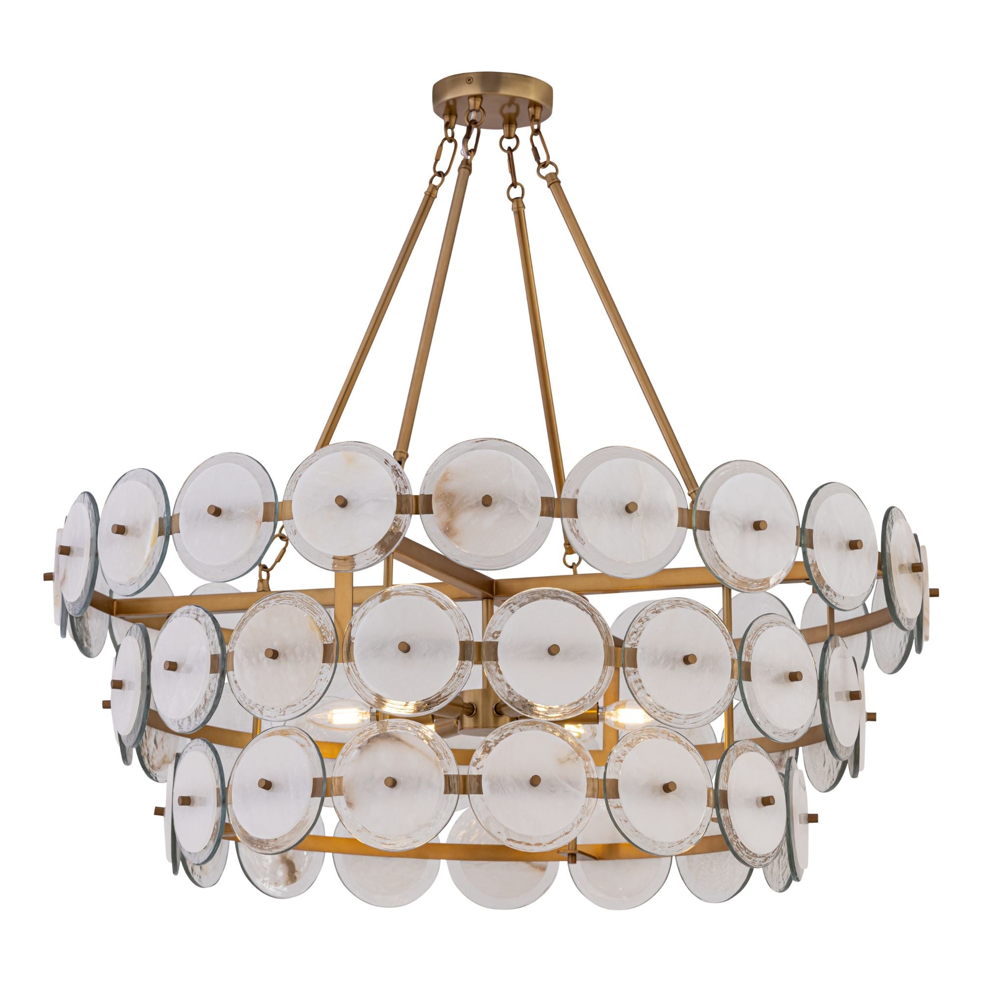 Minka-Lavery Kintrel 36.5in. 6-Light Pendant, Legacy Brass with Genuine Alabaster Disks