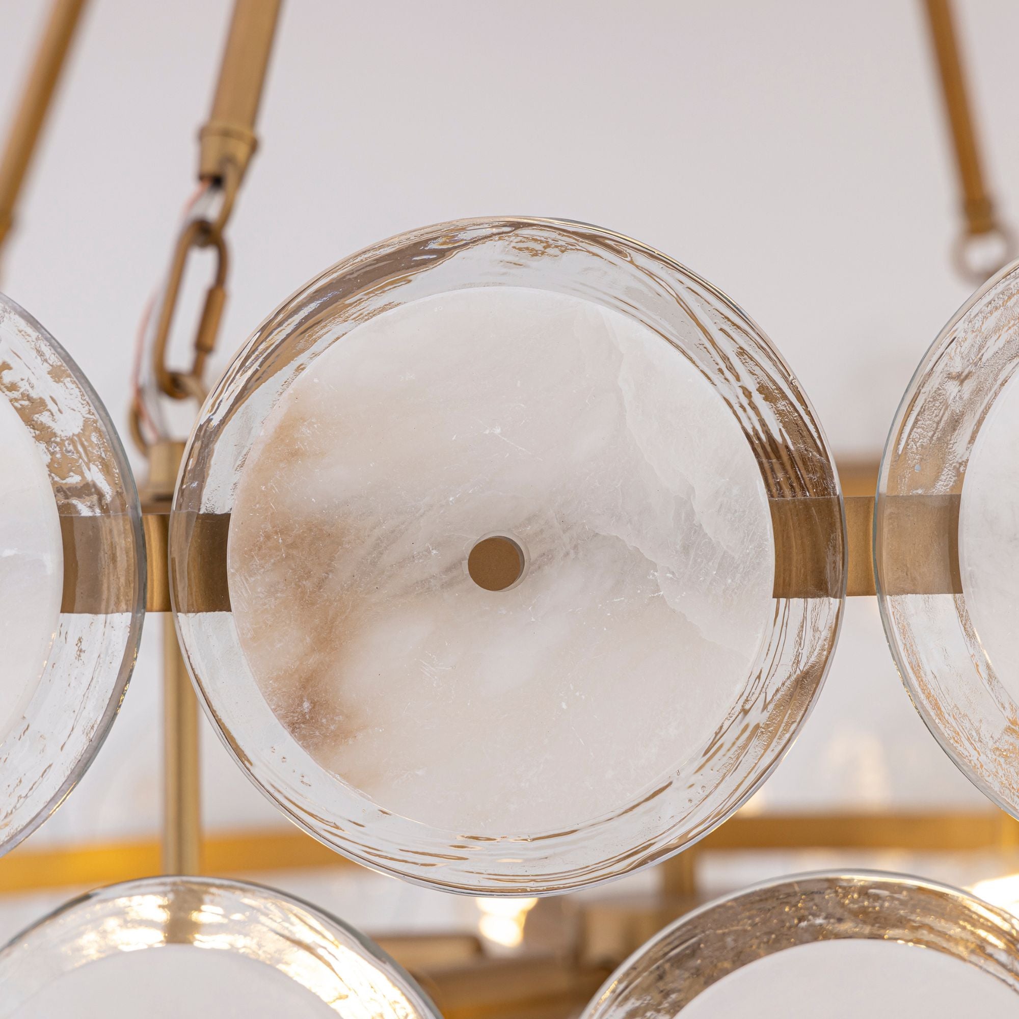 Minka-Lavery Kintrel 36.5in. 6-Light Pendant, Legacy Brass with Genuine Alabaster Disks