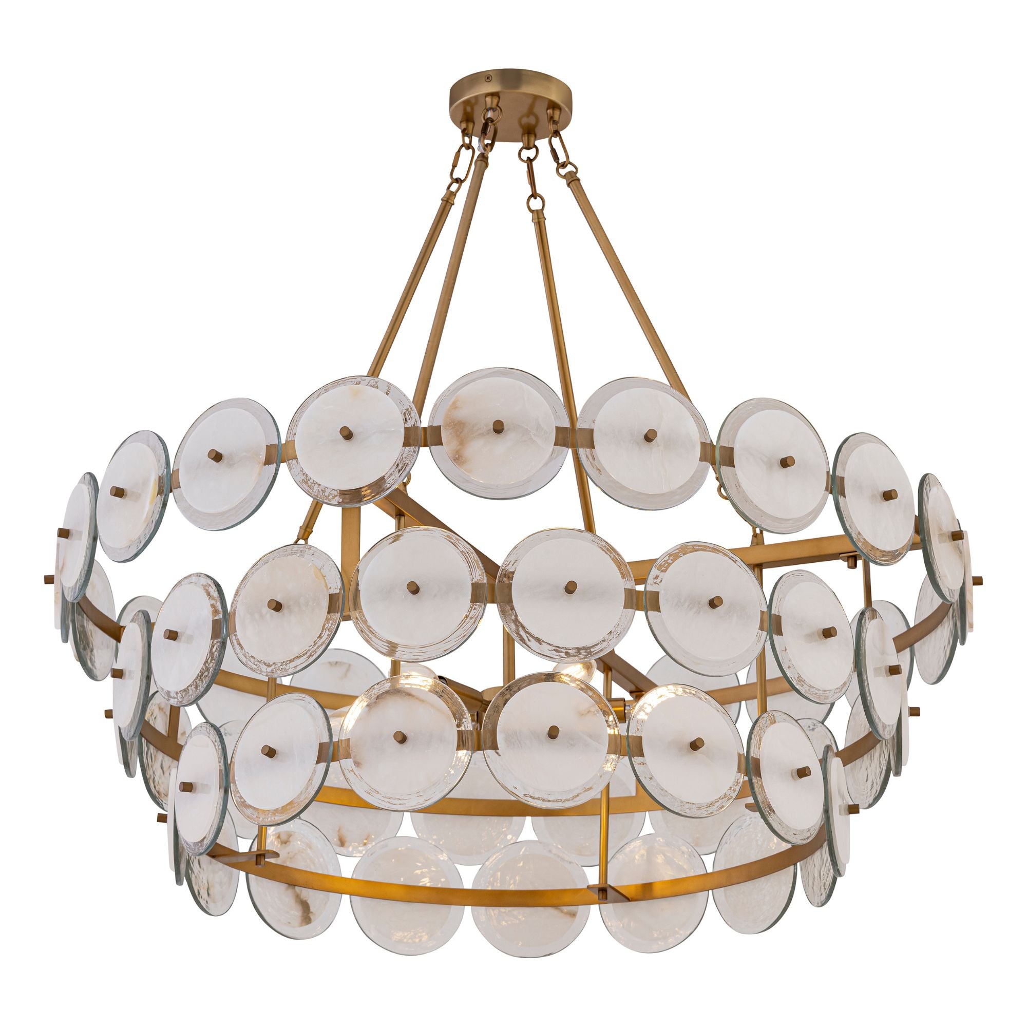 Minka-Lavery Kintrel 36.5in. 6-Light Pendant, Legacy Brass with Genuine Alabaster Disks
