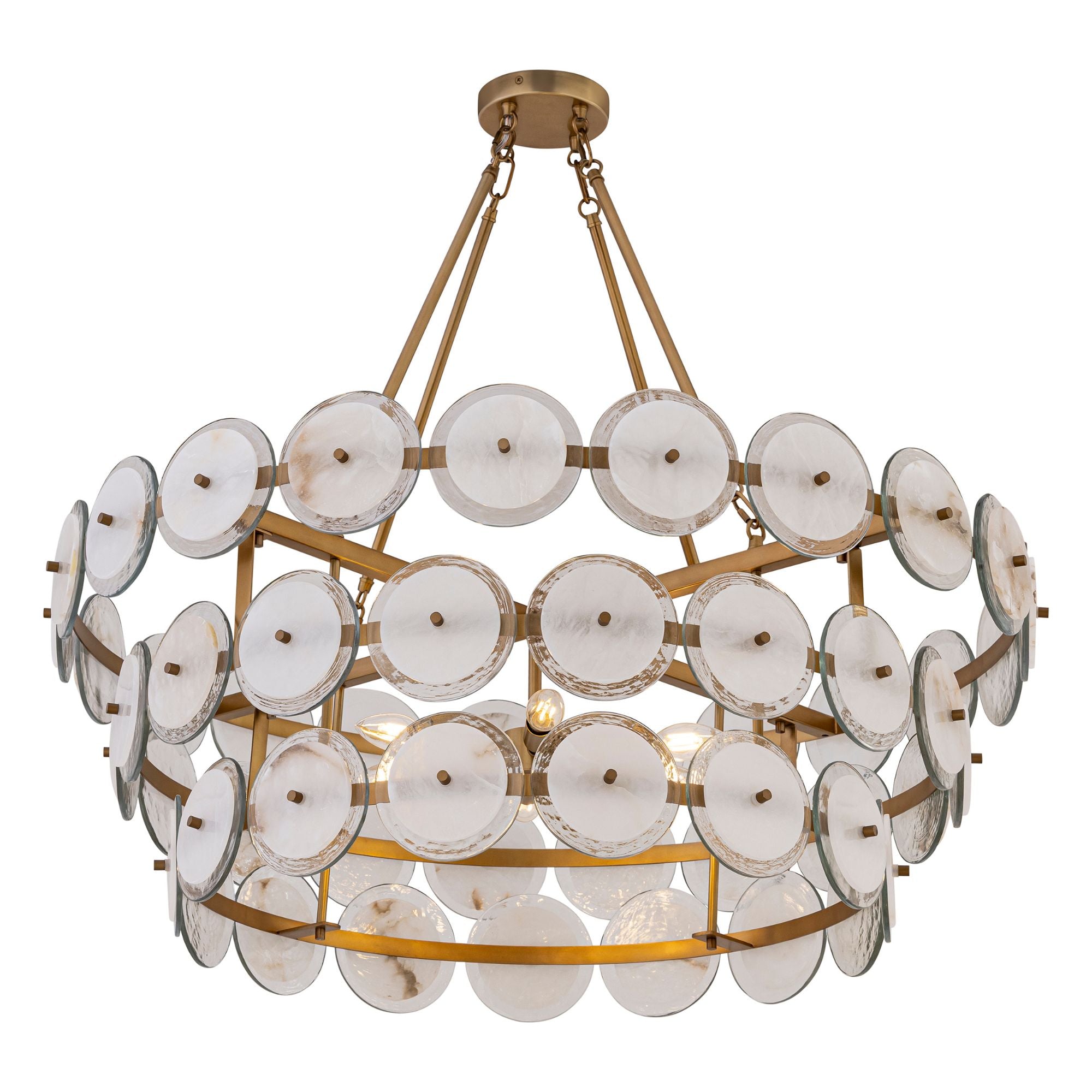 Minka-Lavery Kintrel 36.5in. 6-Light Pendant, Legacy Brass with Genuine Alabaster Disks