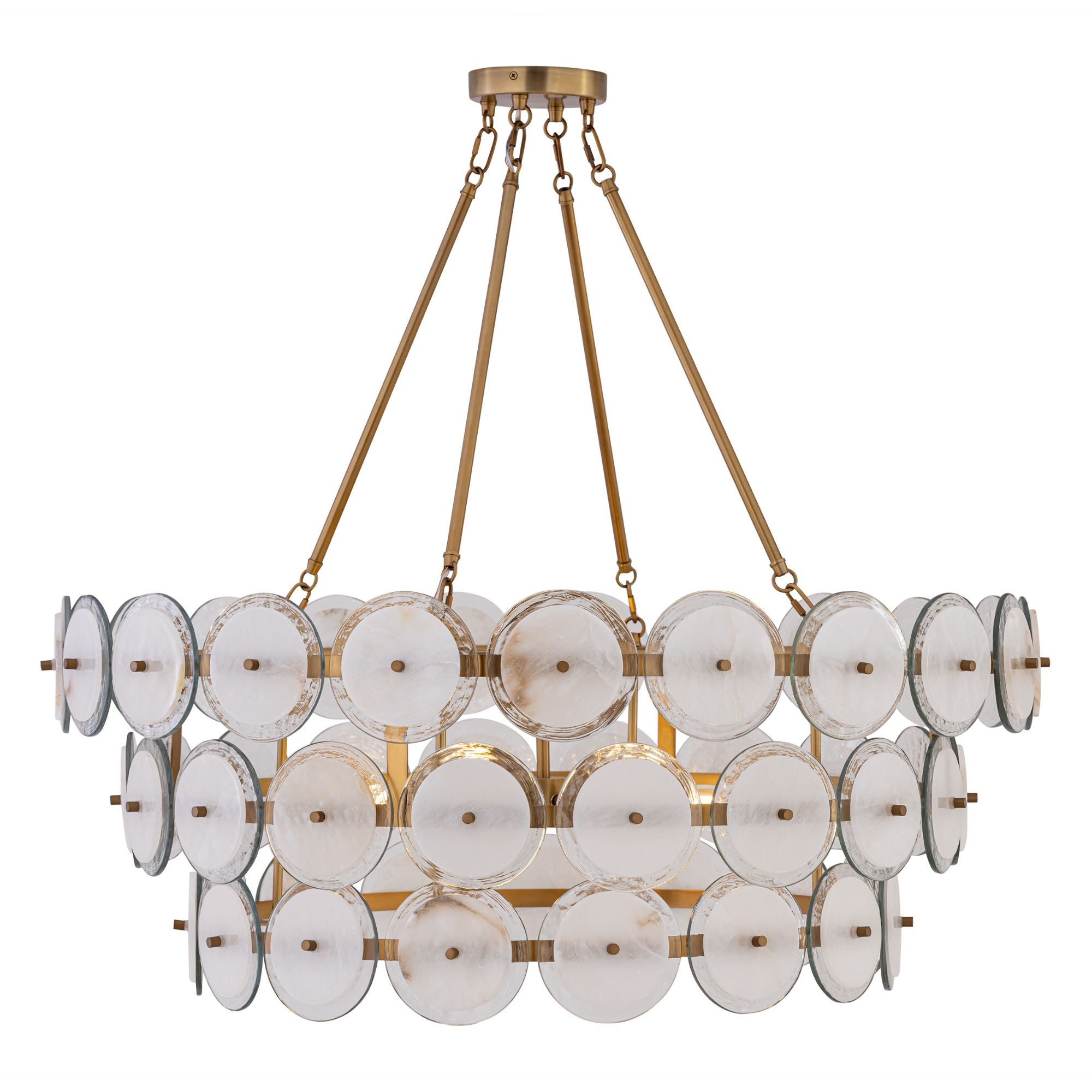 Minka-Lavery Kintrel 36.5in. 6-Light Pendant, Legacy Brass with Genuine Alabaster Disks