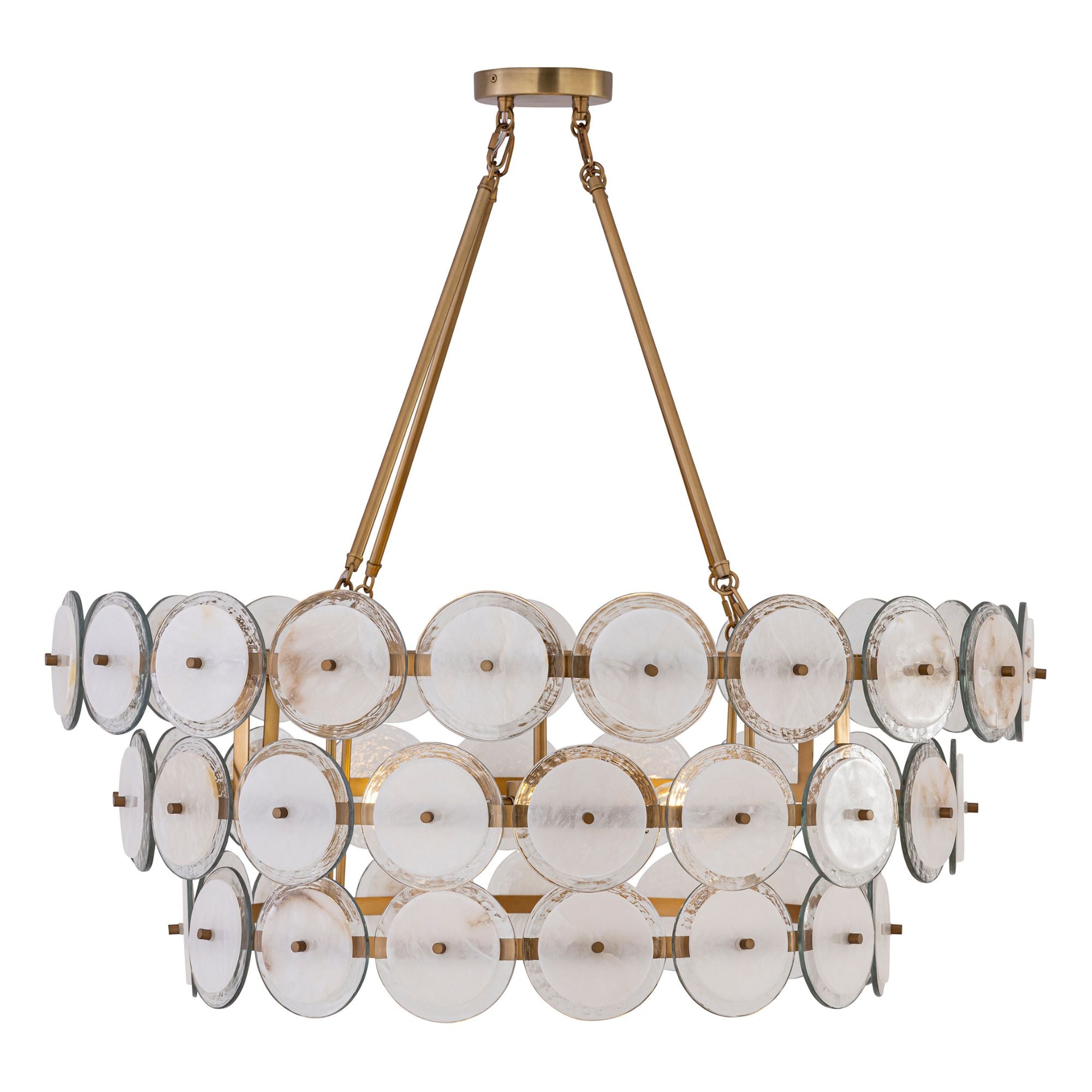 Minka-Lavery Kintrel 36.5in. 6-Light Pendant, Legacy Brass with Genuine Alabaster Disks