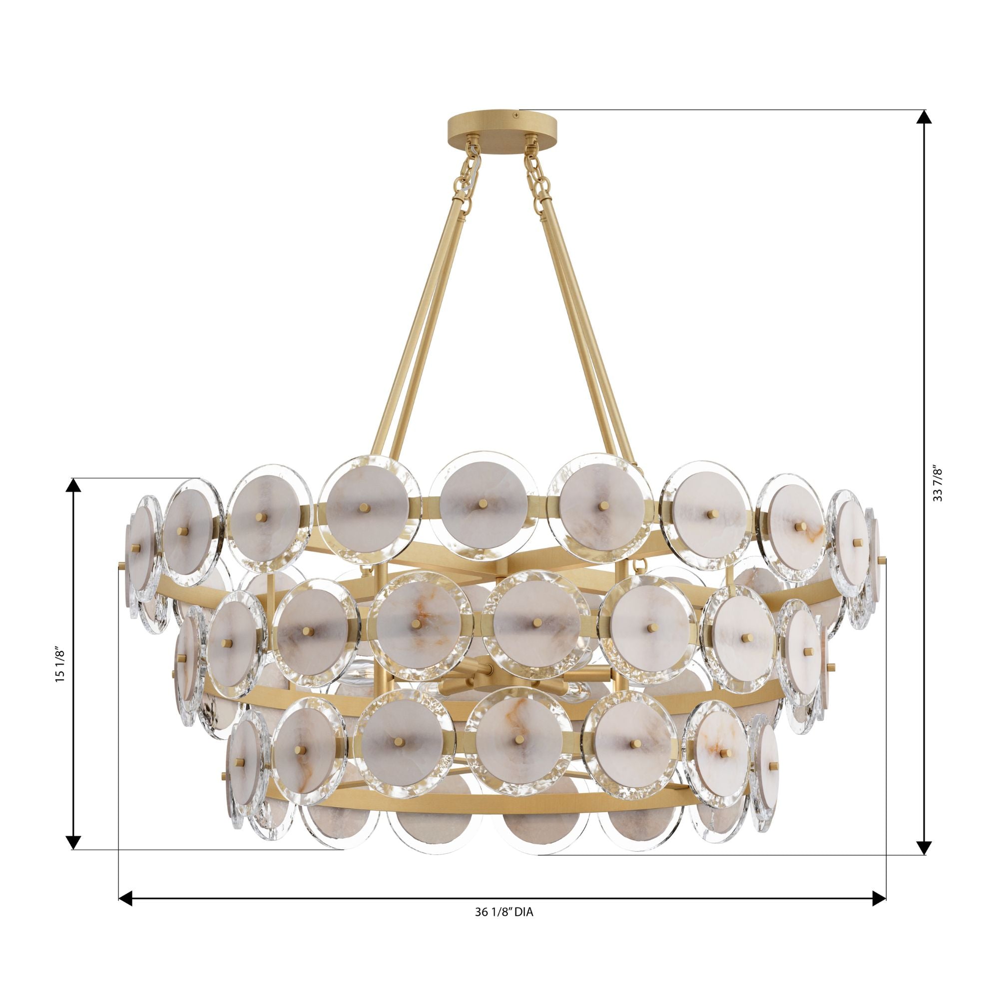 Minka-Lavery Kintrel 36.5in. 6-Light Pendant, Legacy Brass with Genuine Alabaster Disks
