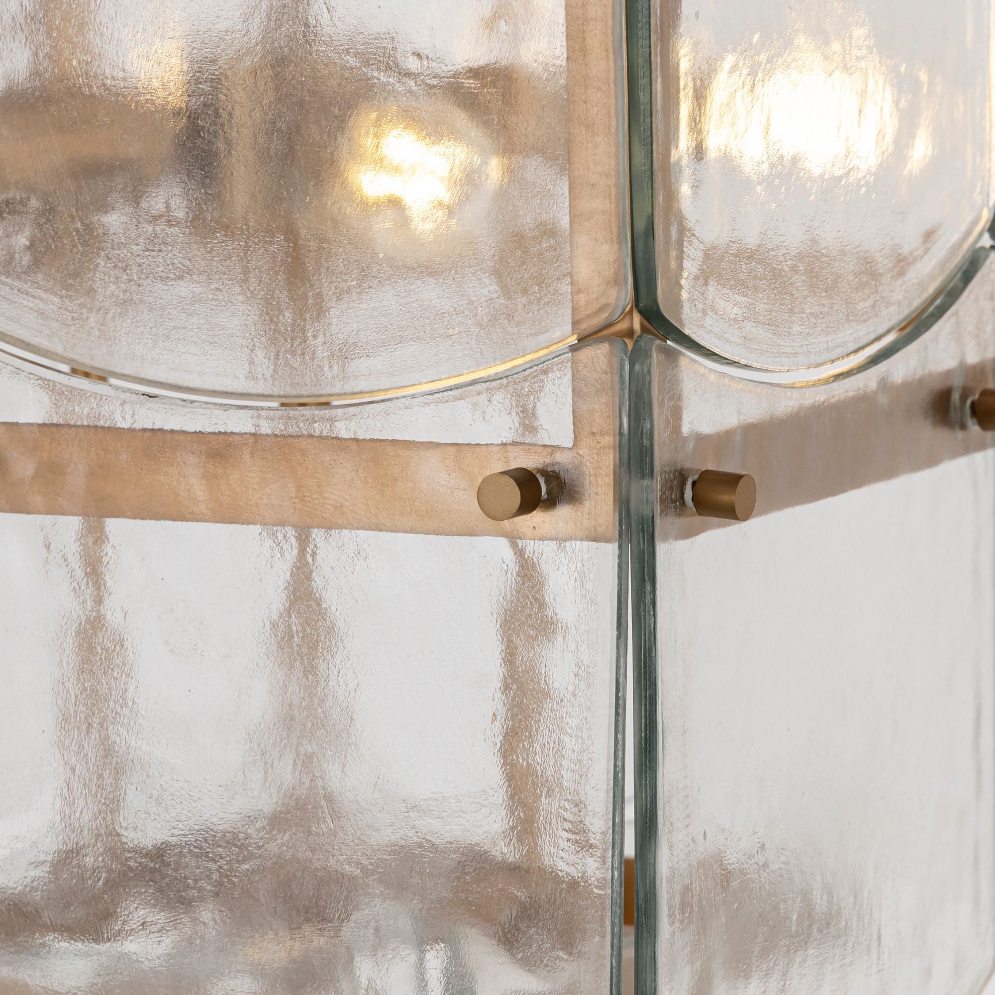Minka-Lavery Kiori 31 in. 9-Light Pendant, Legacy Brass with Textured Clear Glass Panels
