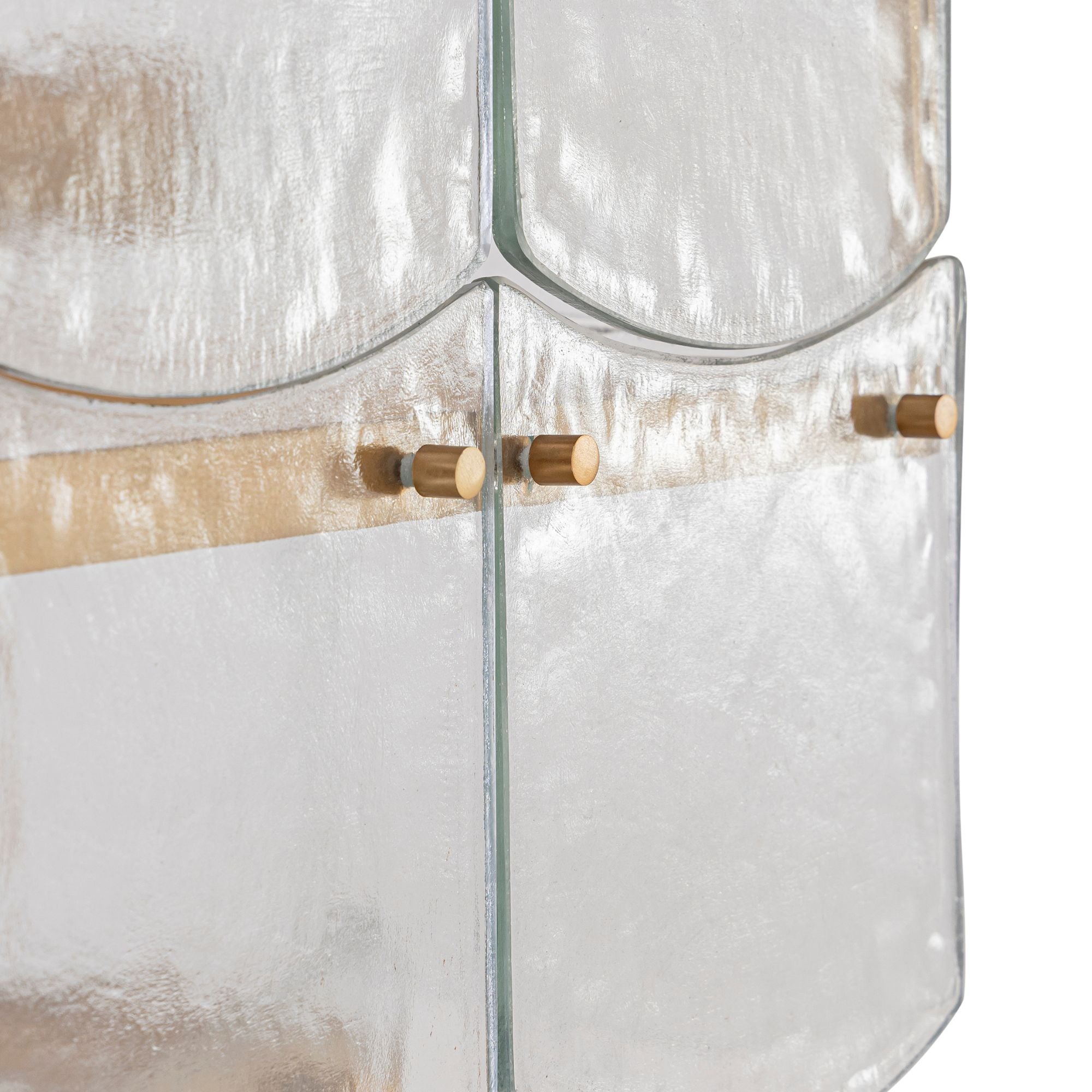 Minka-Lavery Kiori 31 in. 9-Light Pendant, Legacy Brass with Textured Clear Glass Panels