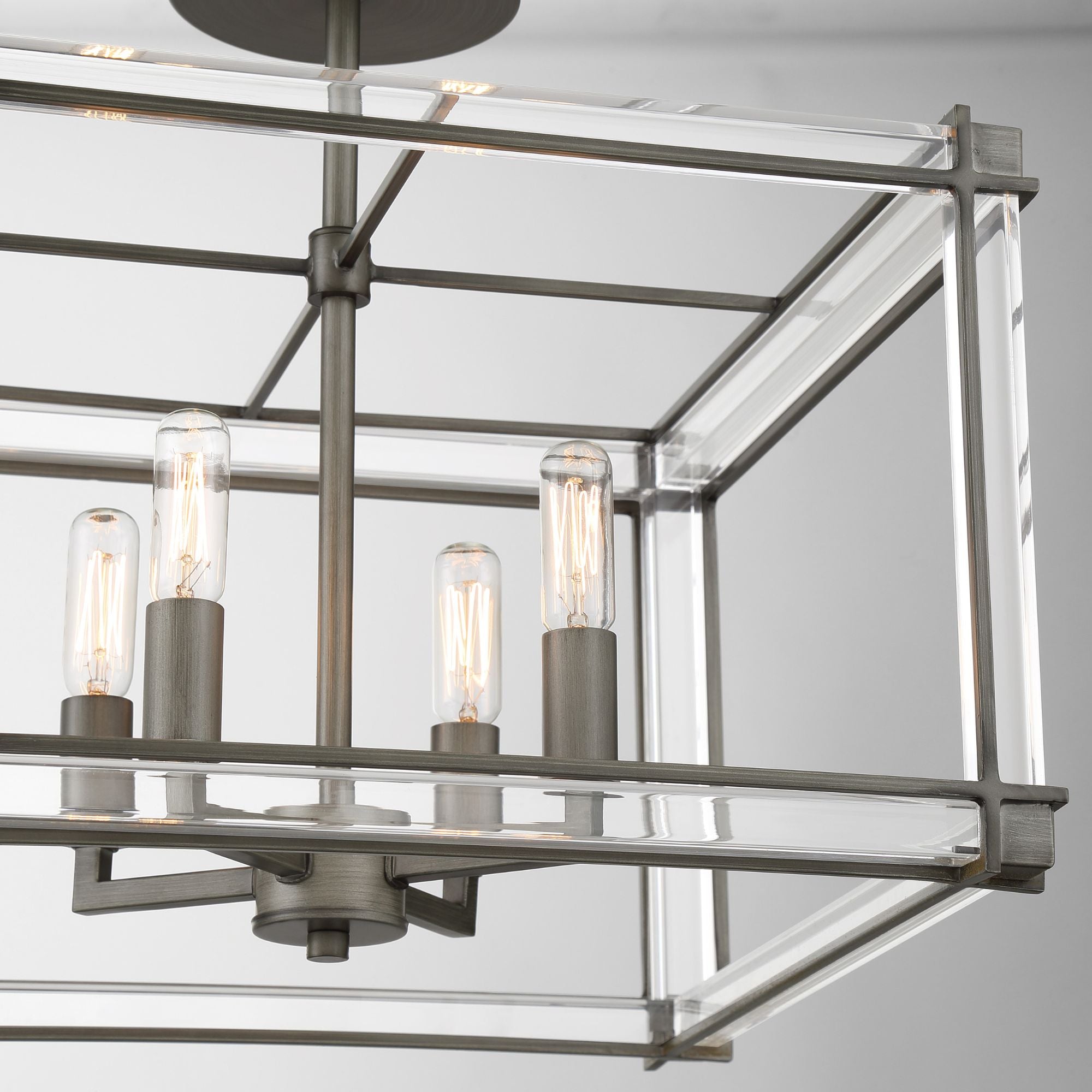 Langen Square 15" 4-Light Semi-Flush Mount, Antique Nickel Finish