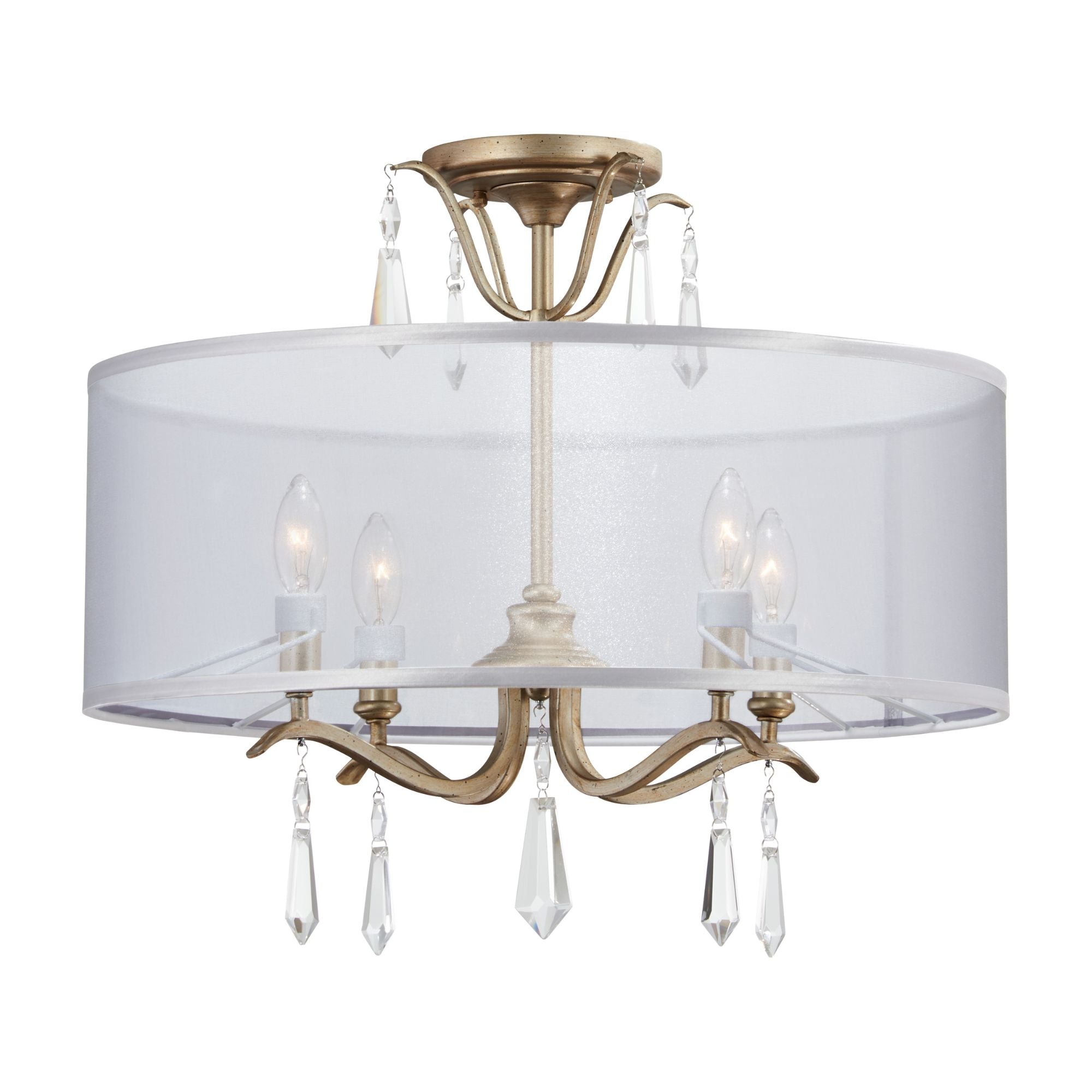 Laurel Estate 20" 4-Light Semi-Flush Mount, Brio Gold Finish