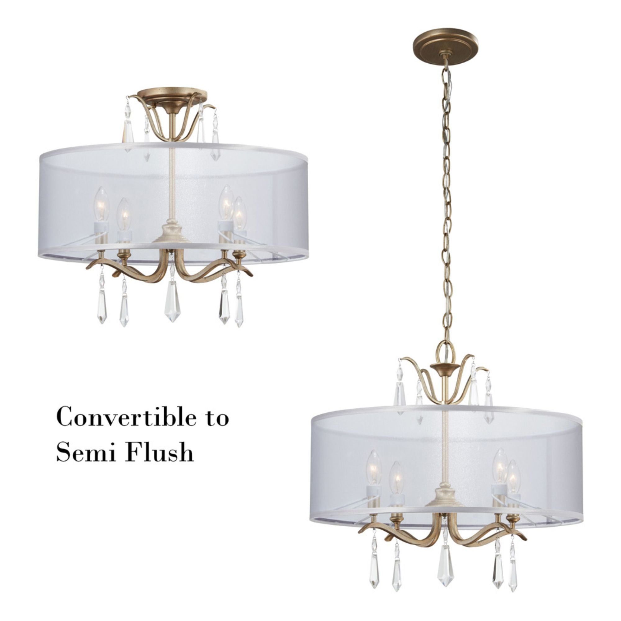 Laurel Estate 20" 4-Light Semi-Flush Mount, Brio Gold Finish