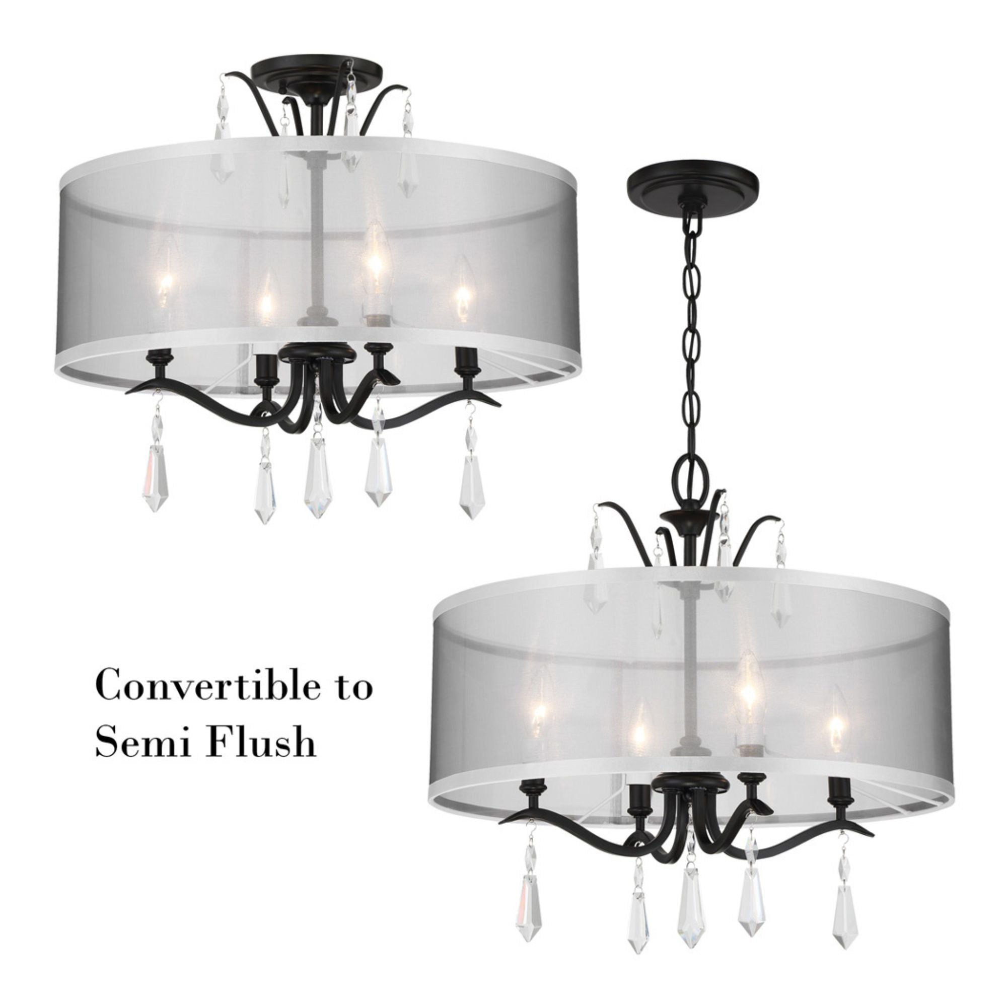 Laurel Estate 20" 4-Light Flush/Semi-Flush Mount, Coal Finish
