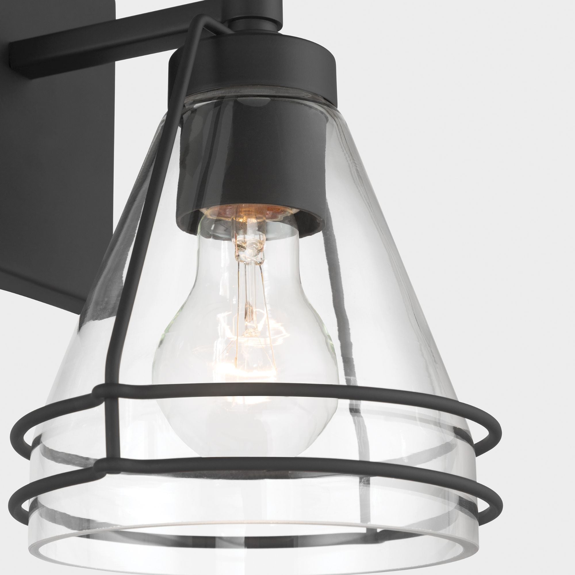 Minka-Lavery Lorenth 8.75 in. Bathroom Vanity Light, Dark Matte Black with Clear Cone Glass