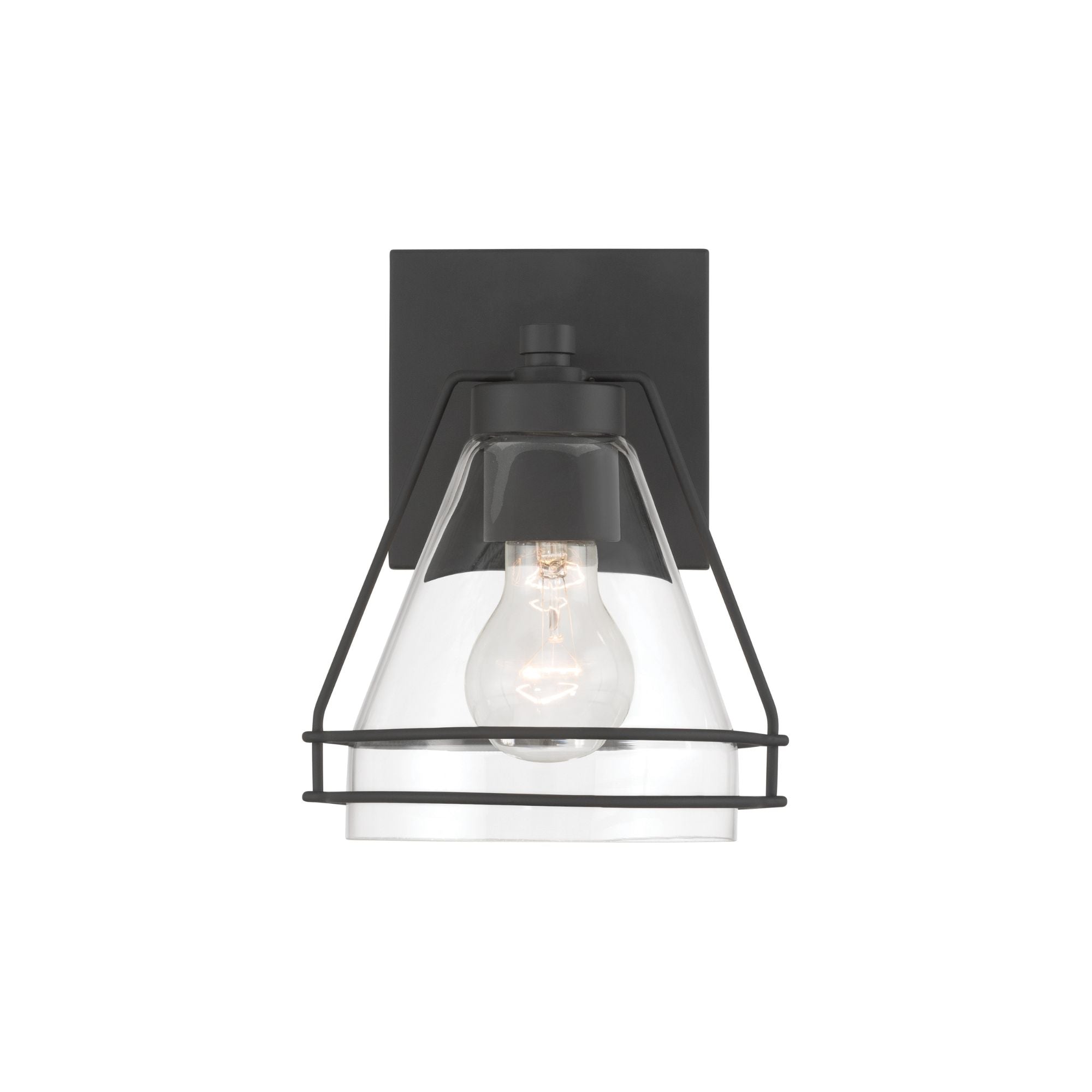 Minka-Lavery Lorenth 8.75 in. Bathroom Vanity Light, Dark Matte Black with Clear Cone Glass