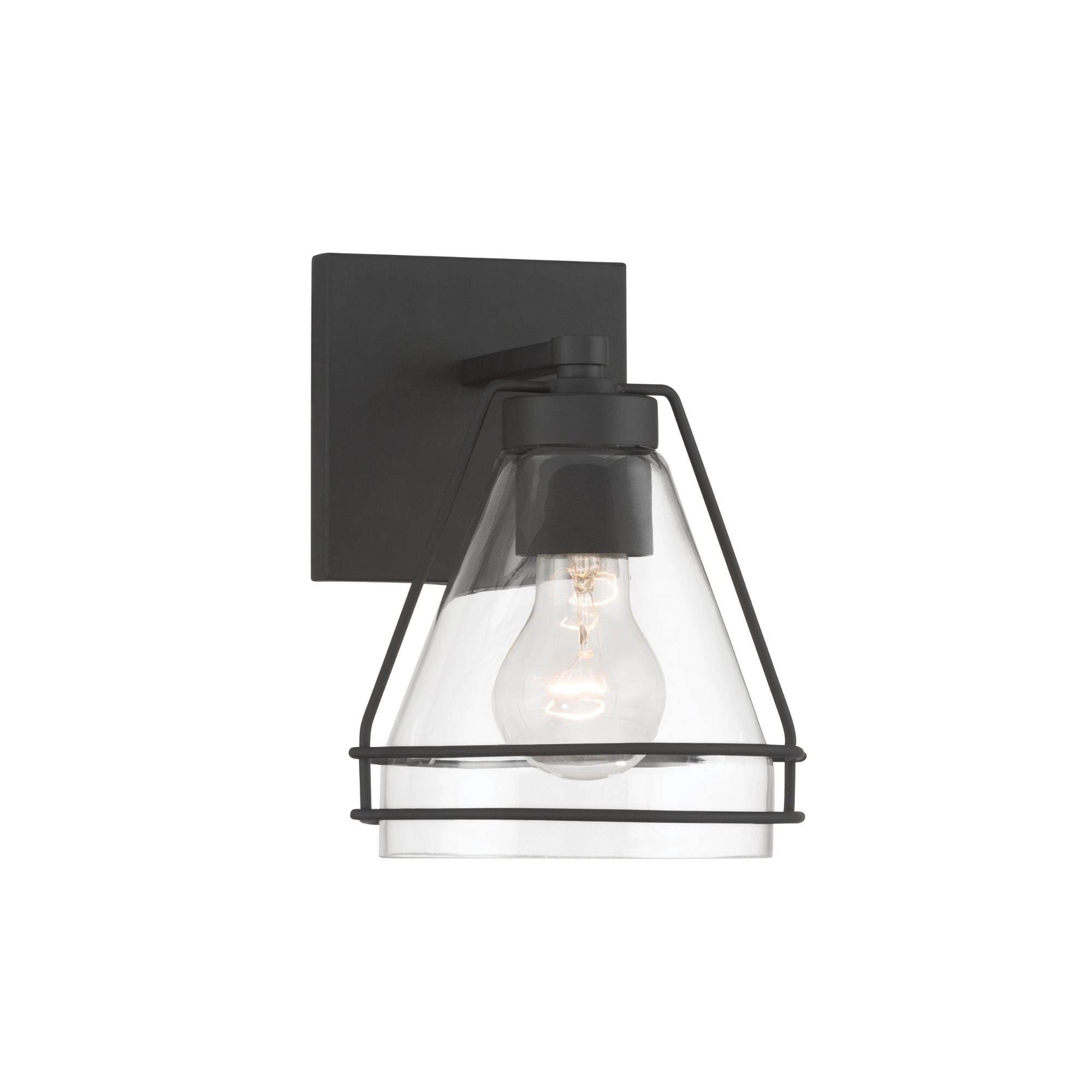 Minka-Lavery Lorenth 8.75 in. Bathroom Vanity Light, Dark Matte Black with Clear Cone Glass