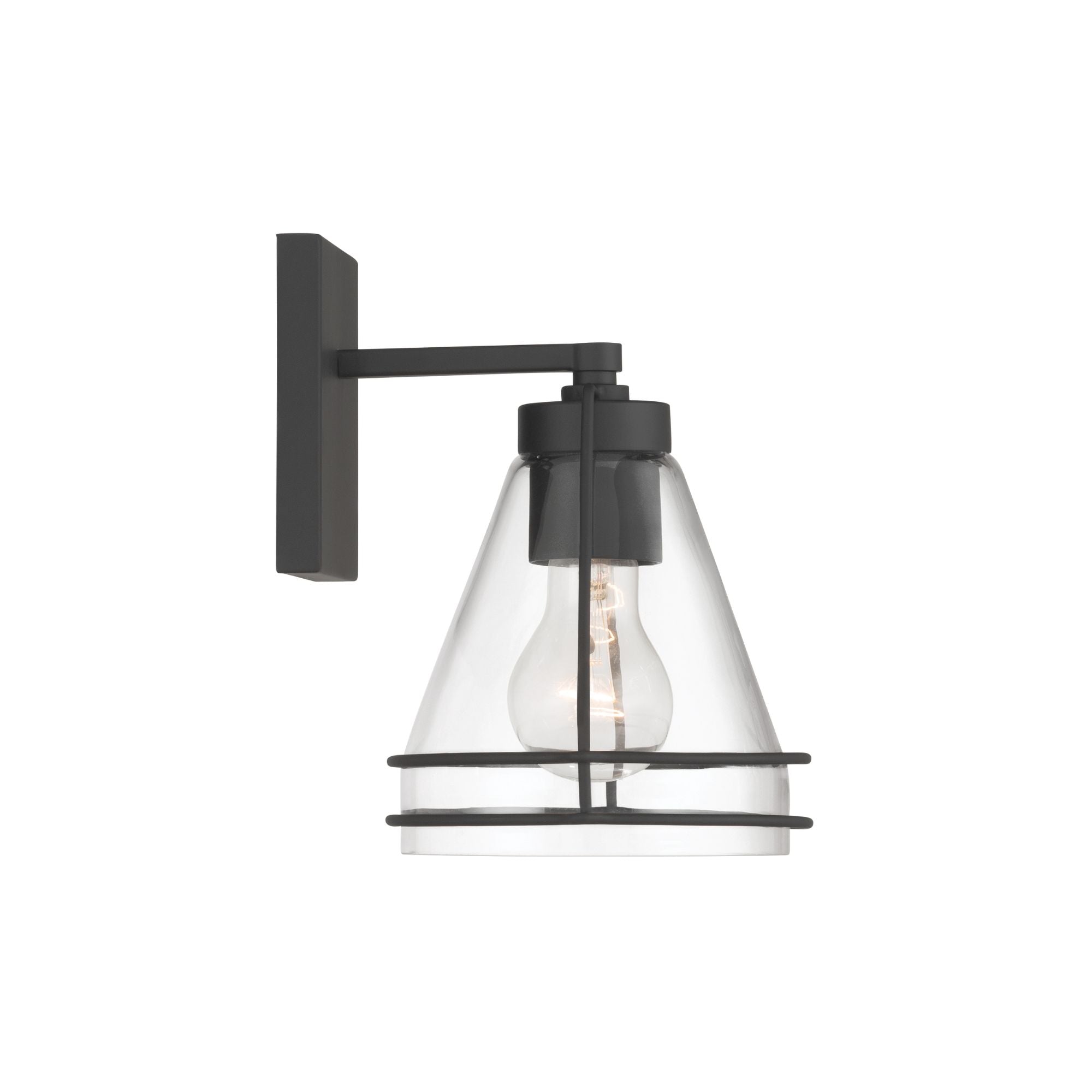 Minka-Lavery Lorenth 8.75 in. Bathroom Vanity Light, Dark Matte Black with Clear Cone Glass