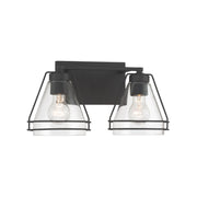 Minka-Lavery Lorenth 15.5 in. 2-Light Vanity, Dark Matte Black with Clear Cone Glass