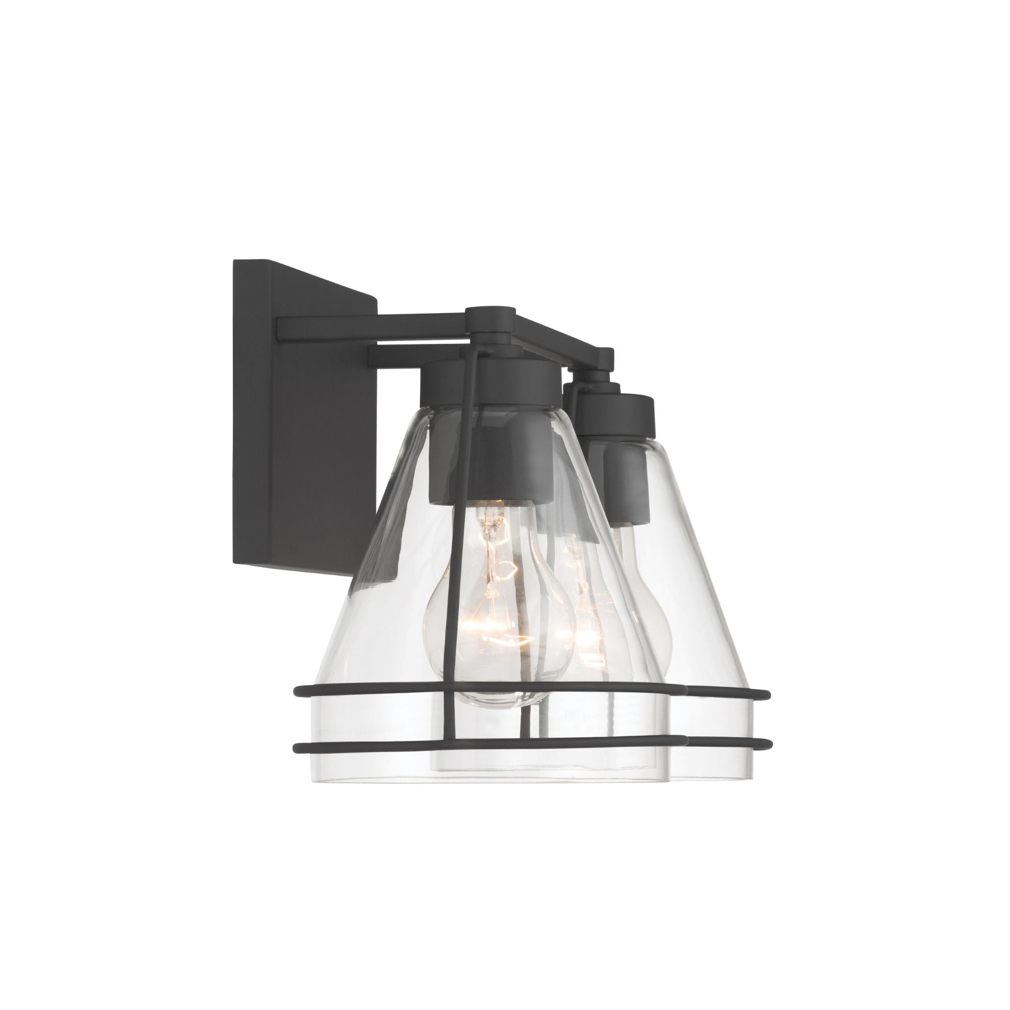 Minka-Lavery Lorenth 15.5 in. 2-Light Vanity, Dark Matte Black with Clear Cone Glass