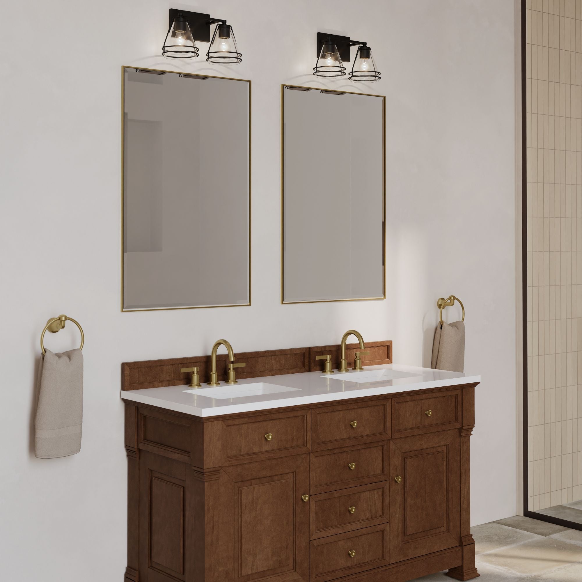 Minka-Lavery Lorenth Vanity, Dark Matte Black with Clear Cone Glass