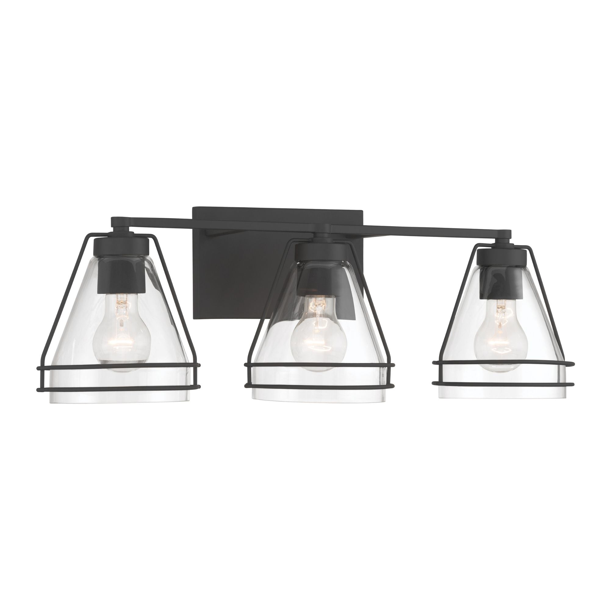 Minka-Lavery Lorenth 24.25 in. 3-Light Vanity, Dark Matte Black with Clear Cone Glass