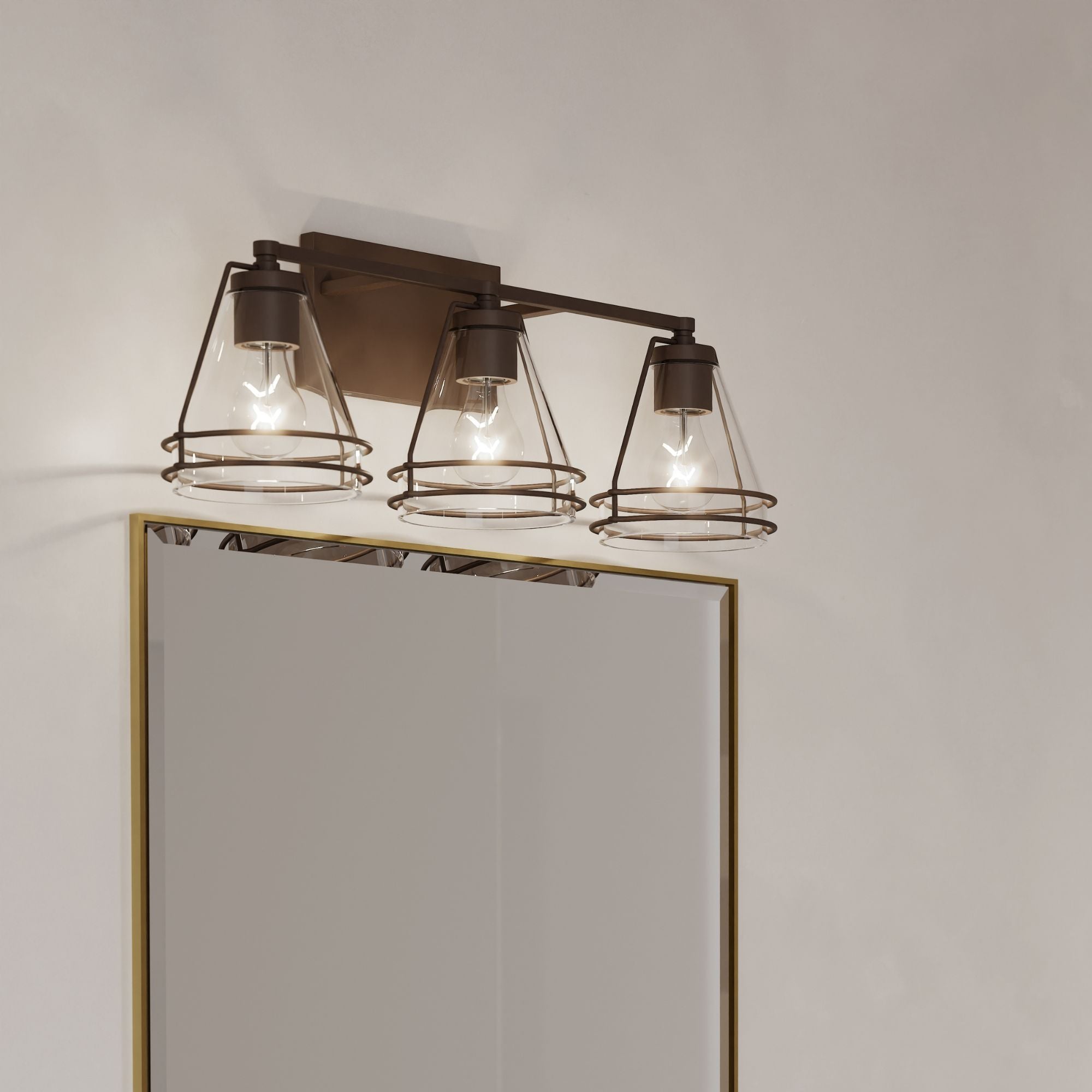 Minka-Lavery Lorenth 24.25 in. 3-Light Vanity, Dark Matte Black with Clear Cone Glass