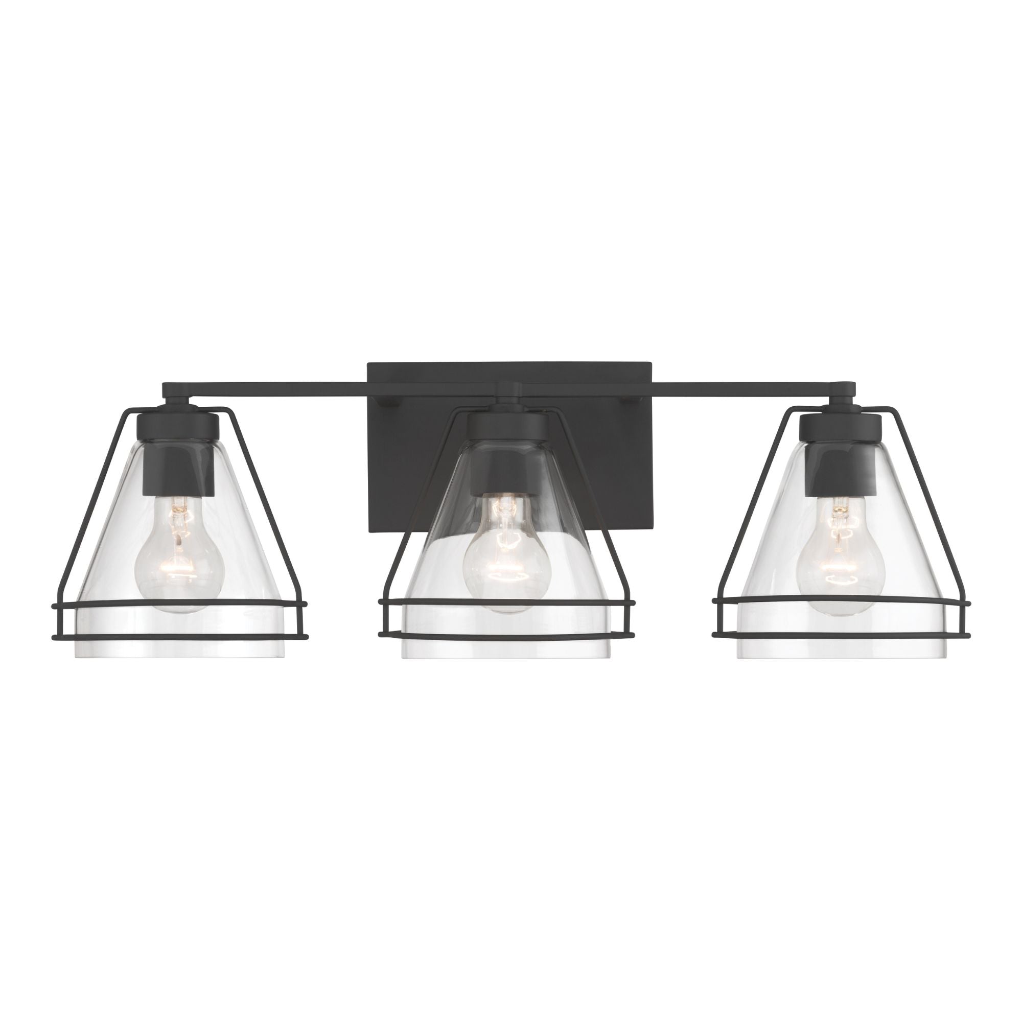Minka-Lavery Lorenth 24.25 in. 3-Light Vanity, Dark Matte Black with Clear Cone Glass